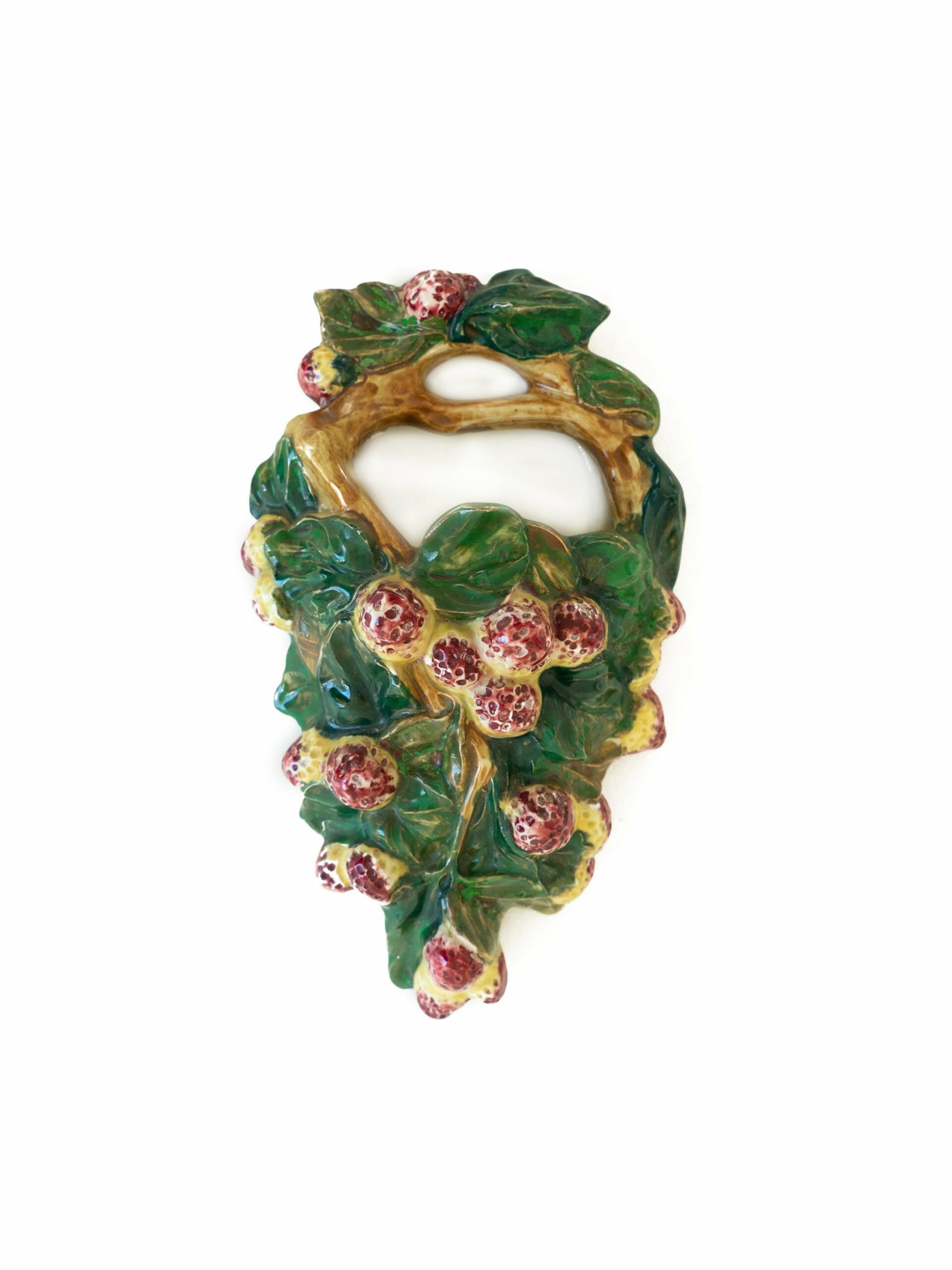 Vintage 1940s Japanese Majolica Strawberry Wall Pocket