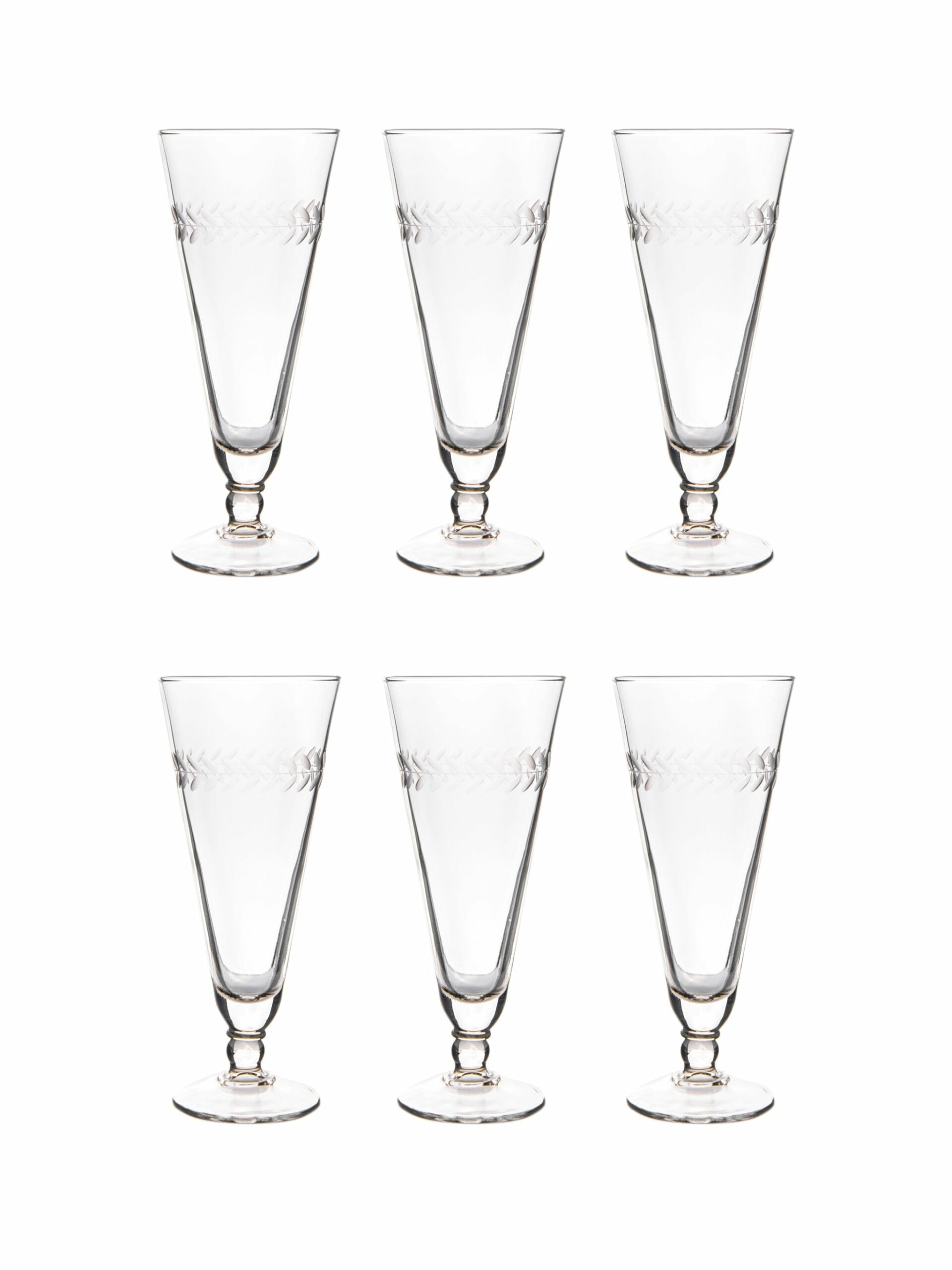 Vintage 1960s Etched Foot Collins Glasses