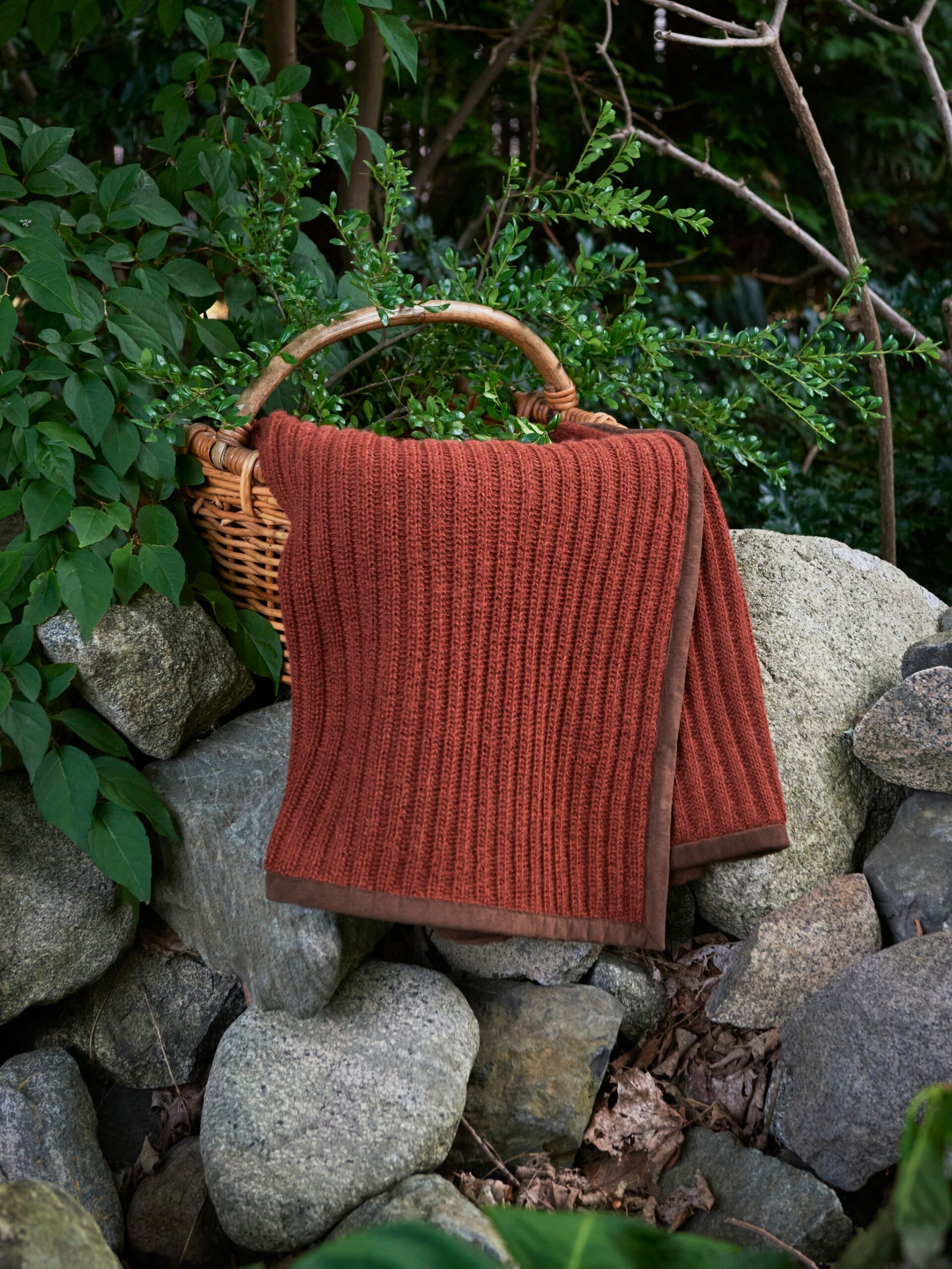 Alicia Adams Alpaca Burnt Orange Rib Throw