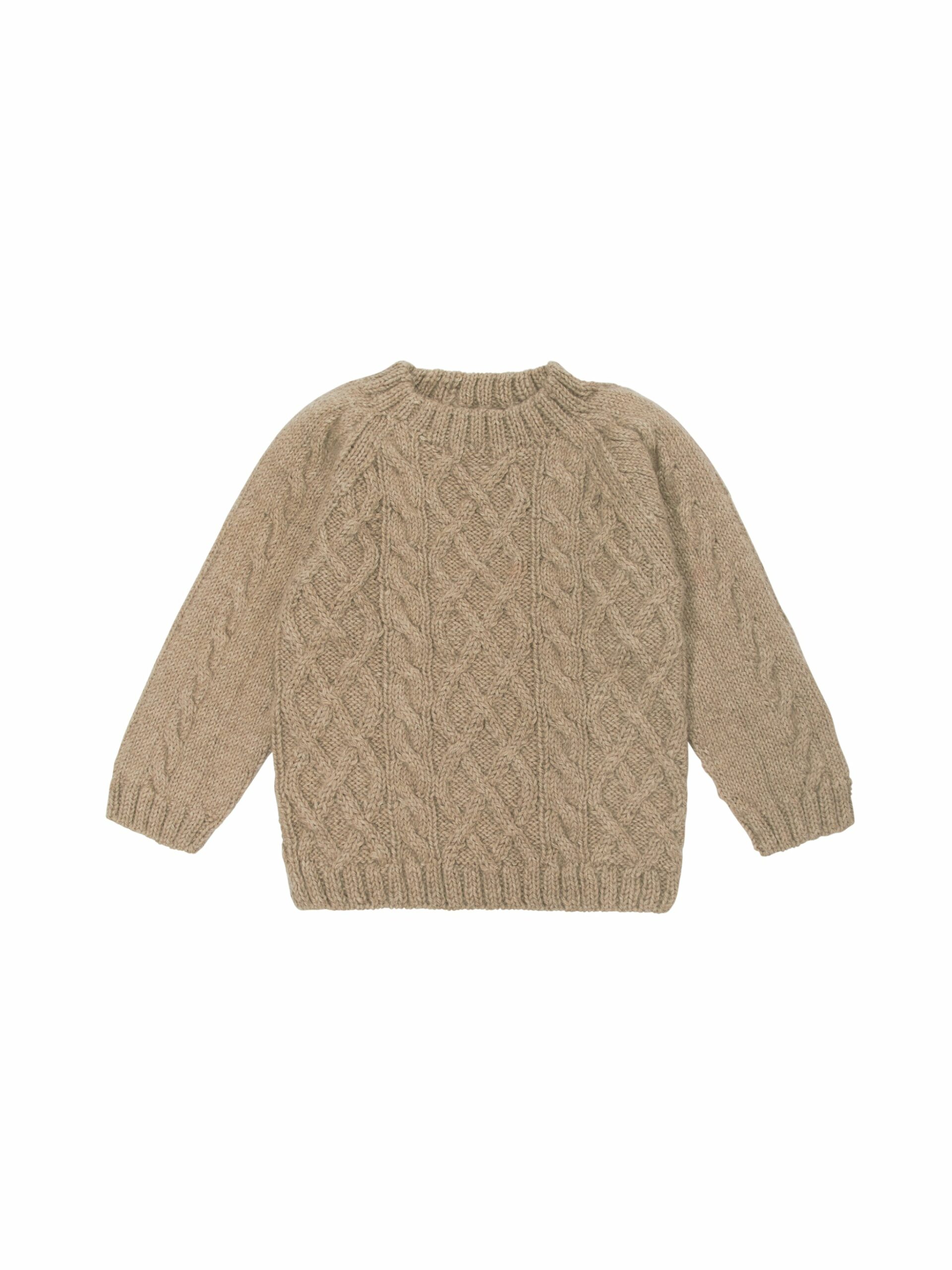 Baby Alpaca Taupe Cable Knit Sweater