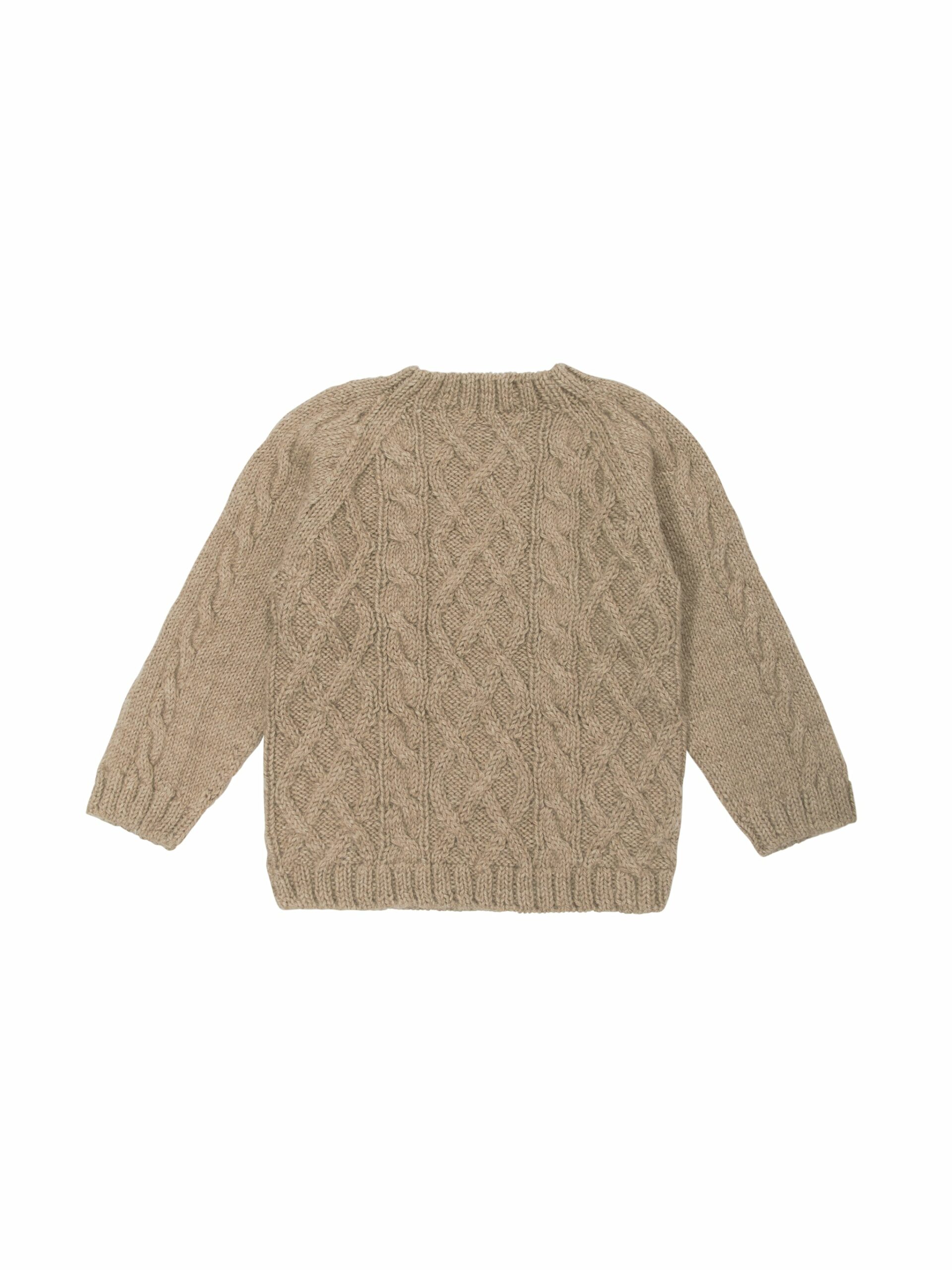 Baby Alpaca Taupe Cable Knit Sweater