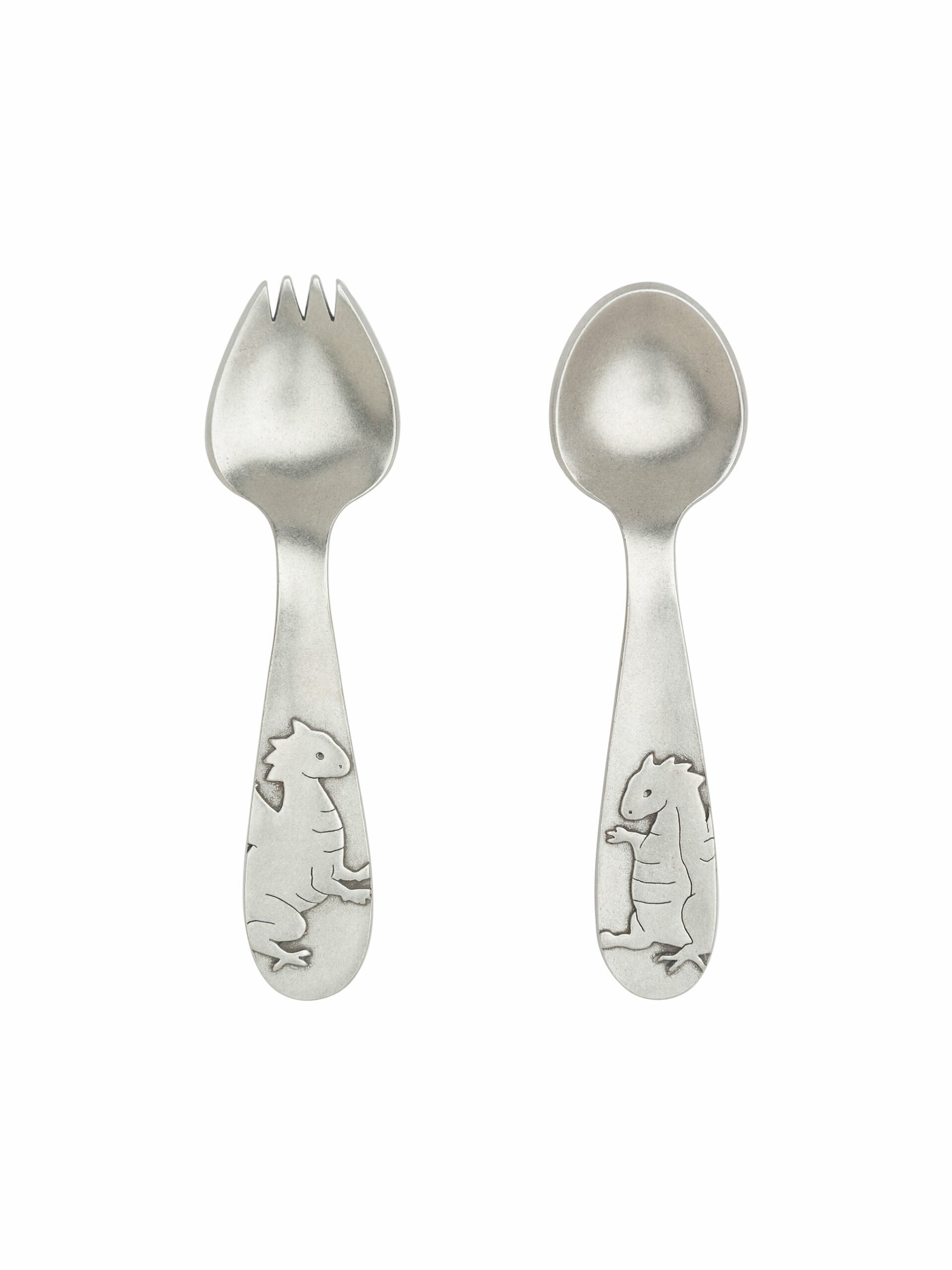 Beehive Handmade Pewter Dragon Fork and Spoon Set