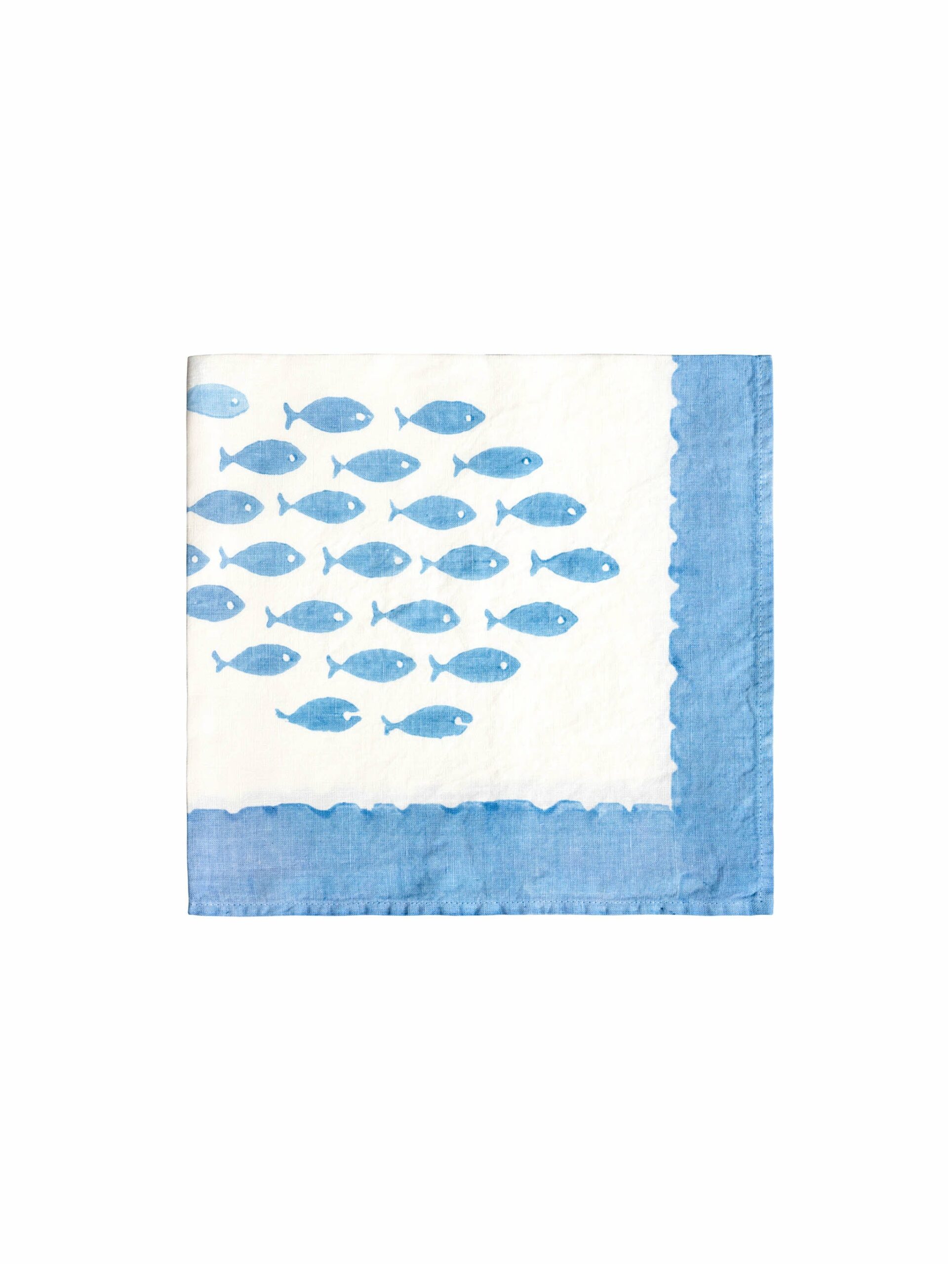 Bertozzi Blue Fish Linen Napkins