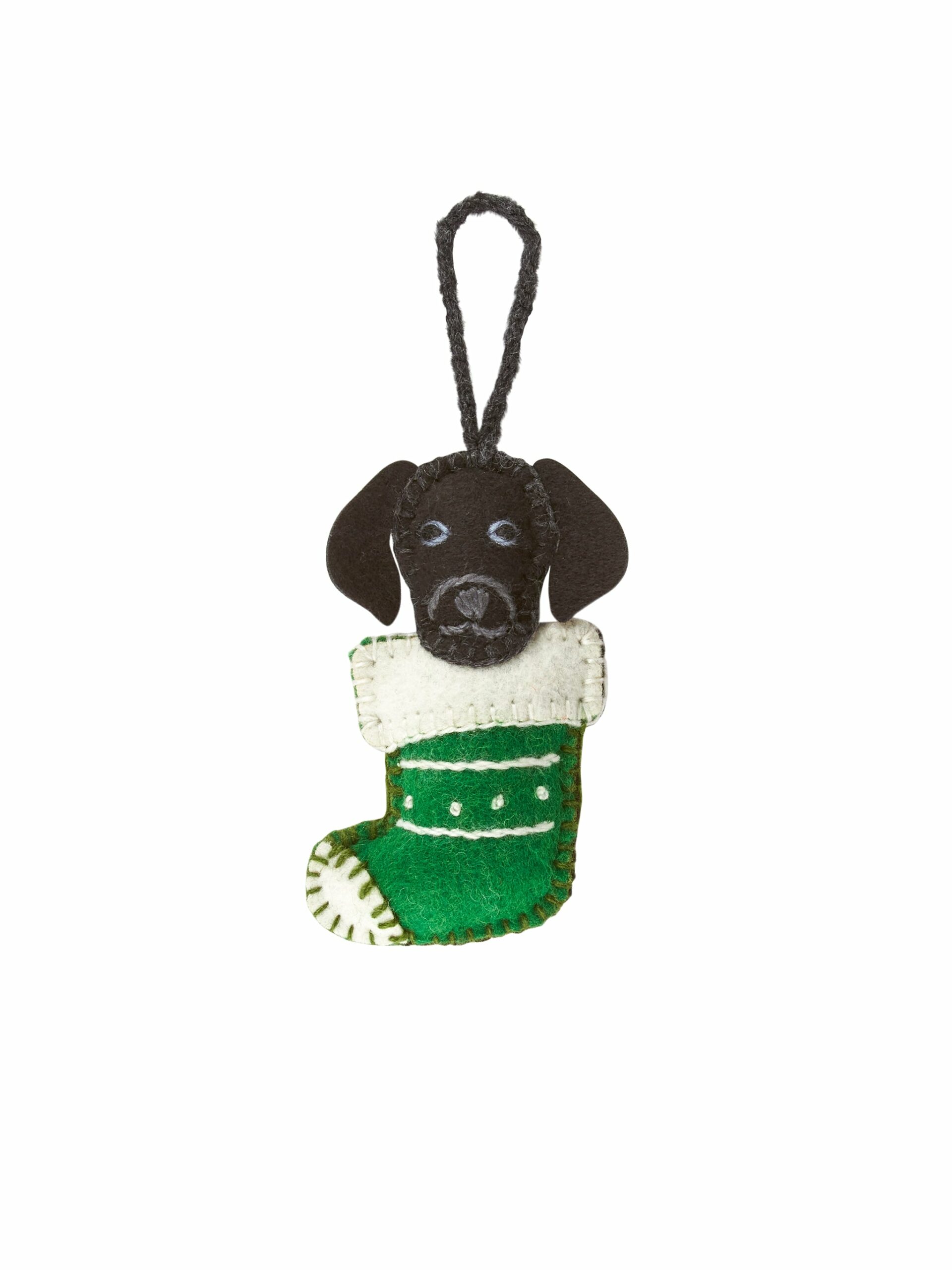 Black Lab in Stocking Wool Felt Ornament