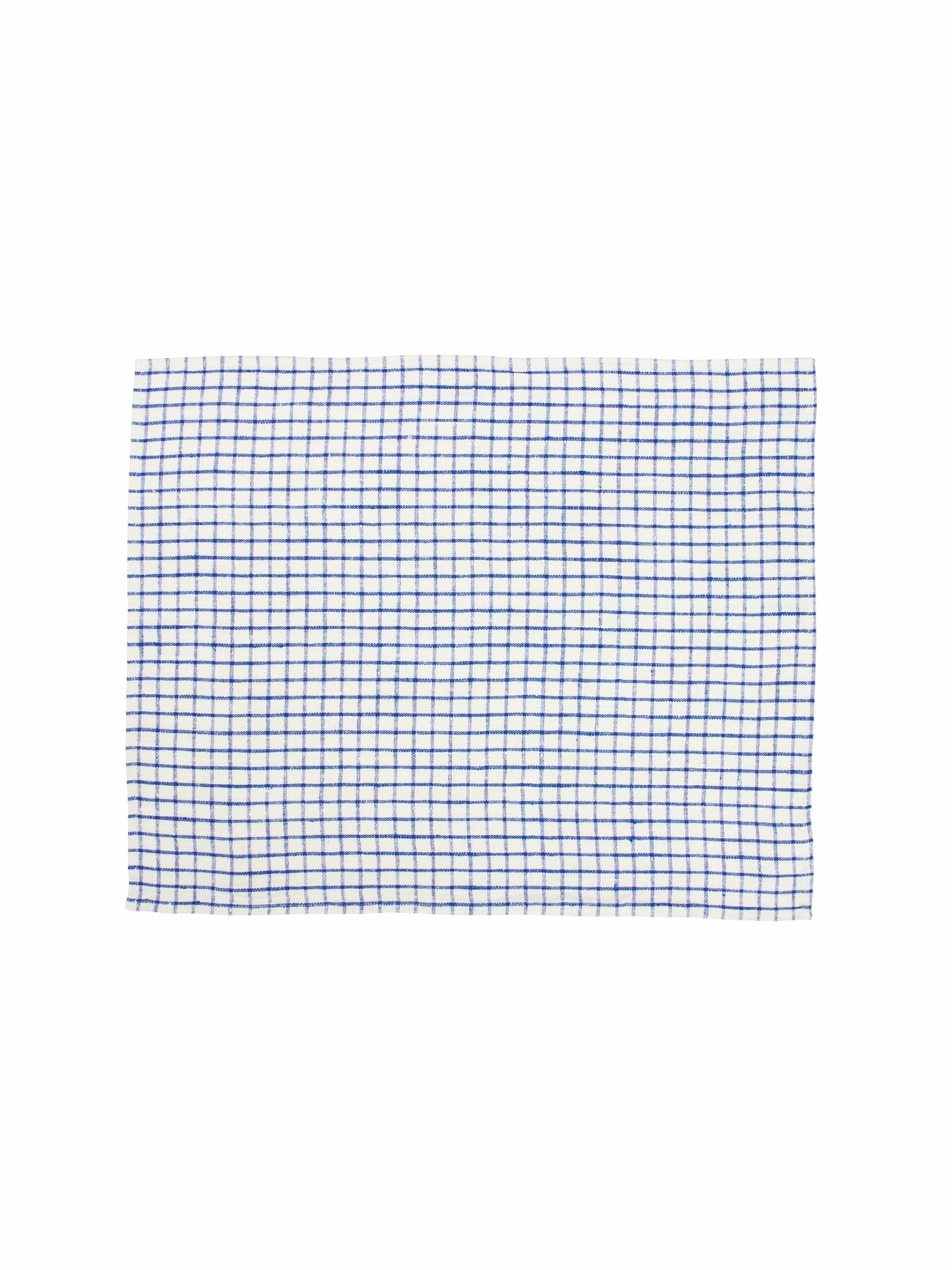 Blue and White Graphic Check Linen Collection