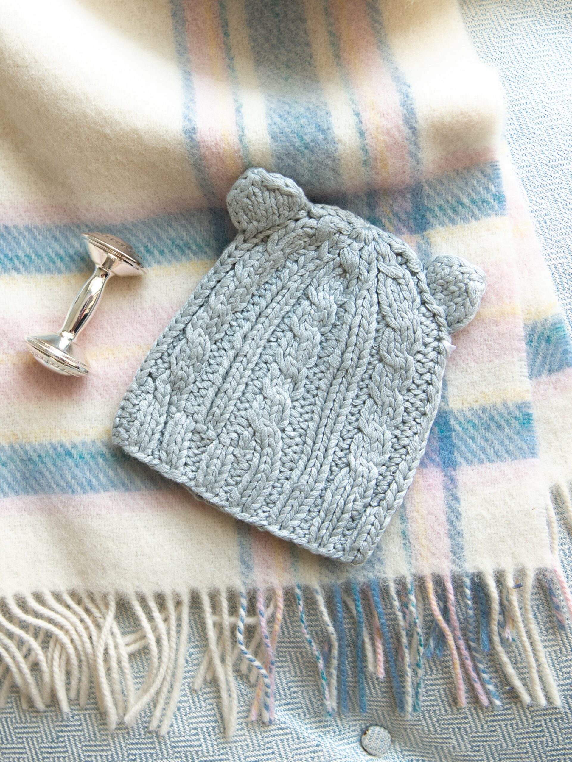 Bear Hand Knit Bamboo Cable Hat