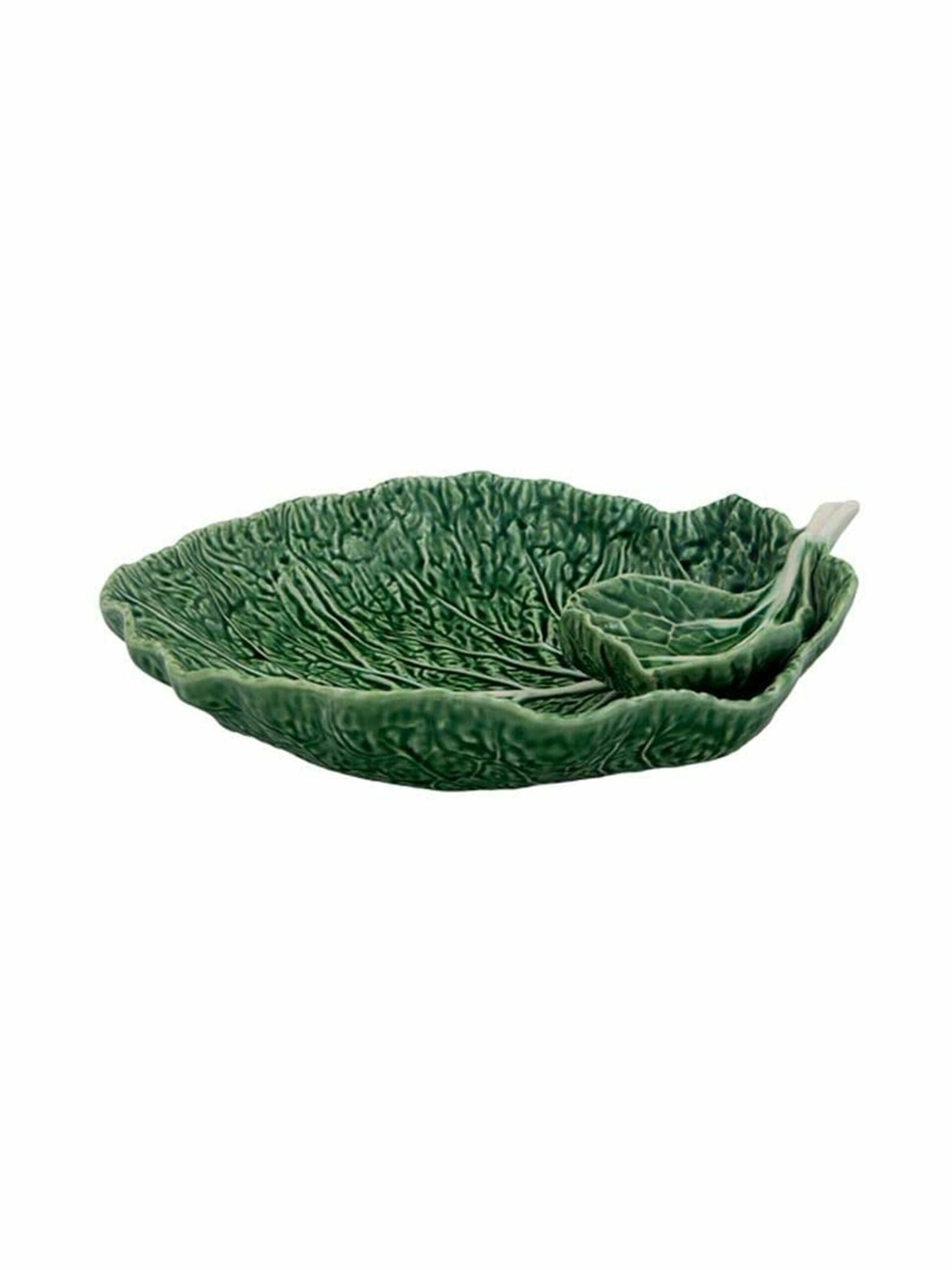 Bordallo Pinheiro Cabbage Leaf Dish with Dip Bowl