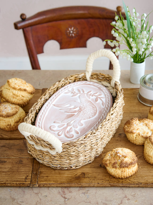 Bread Warmer and Wicker Basket