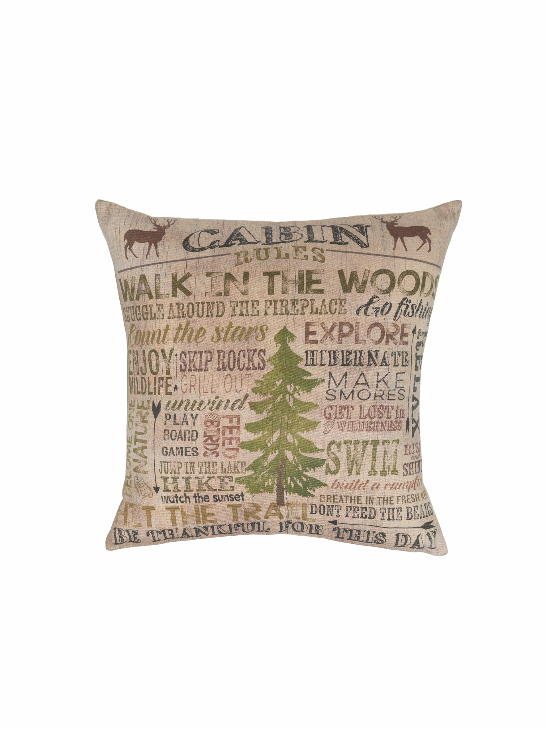 Canvas Cabin Rules Pillow