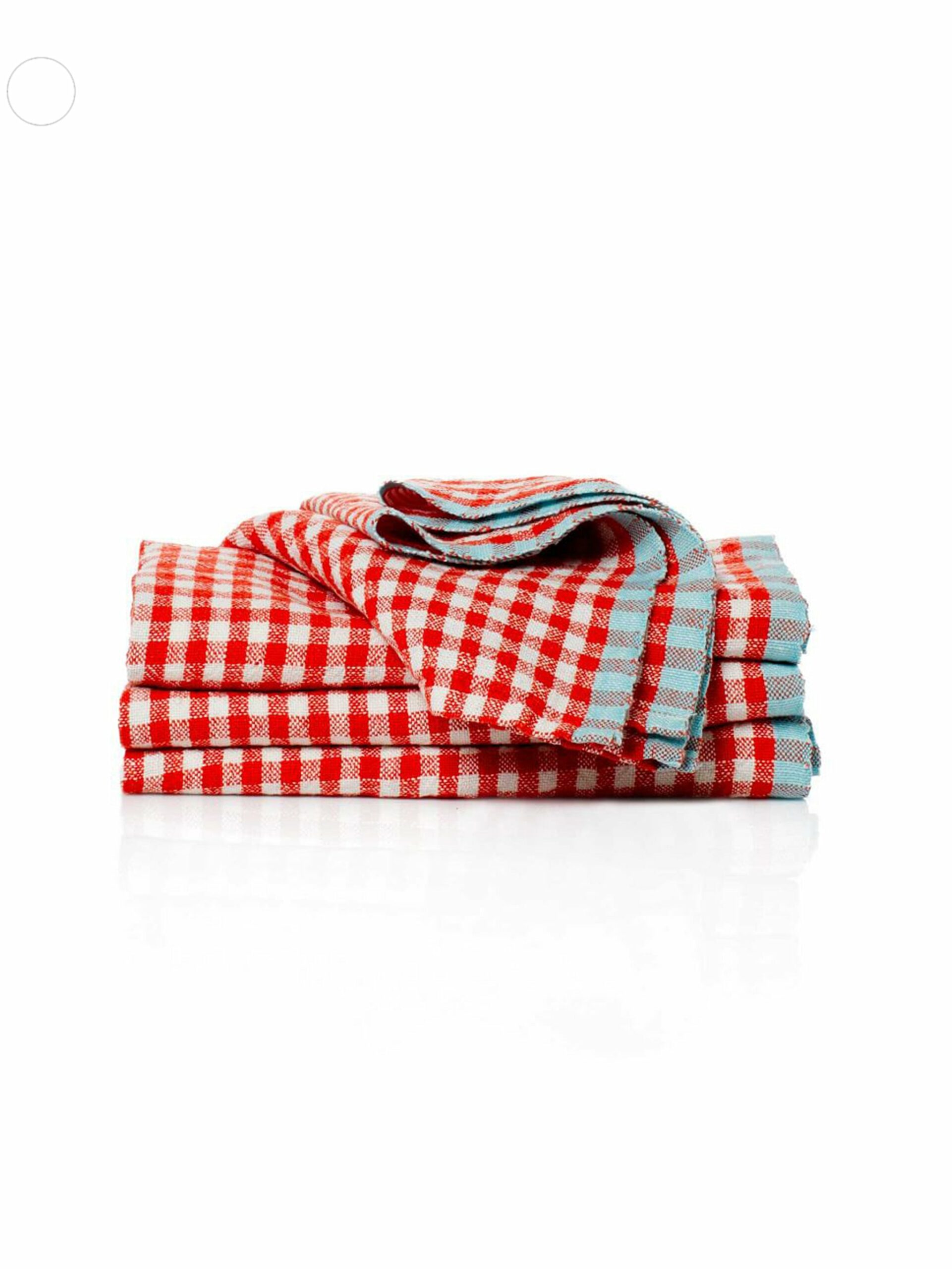 Caravan Gingham Orange and Aqua Napkin Set