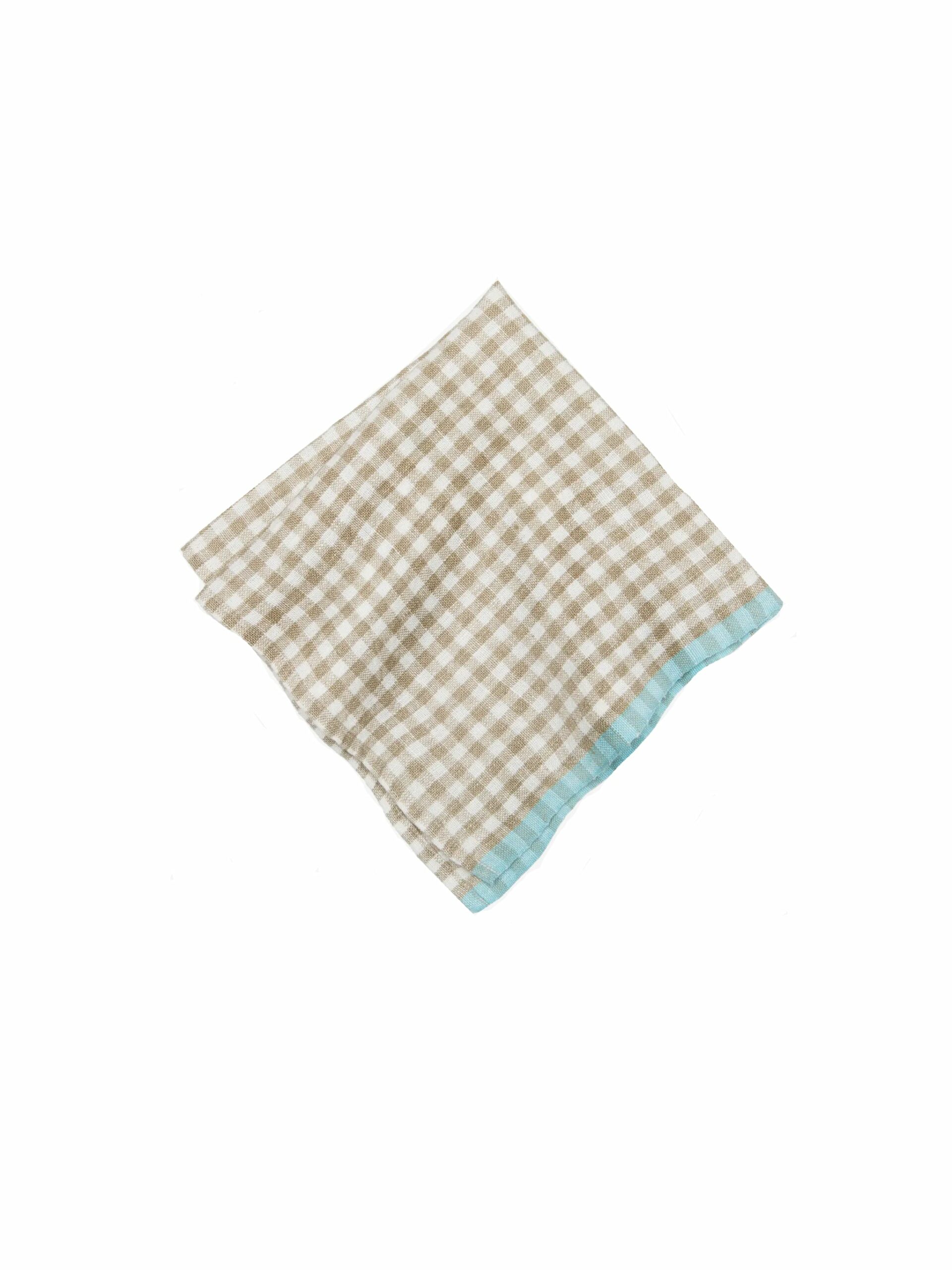 Caravan Gingham Natural and Aqua Napkin Set