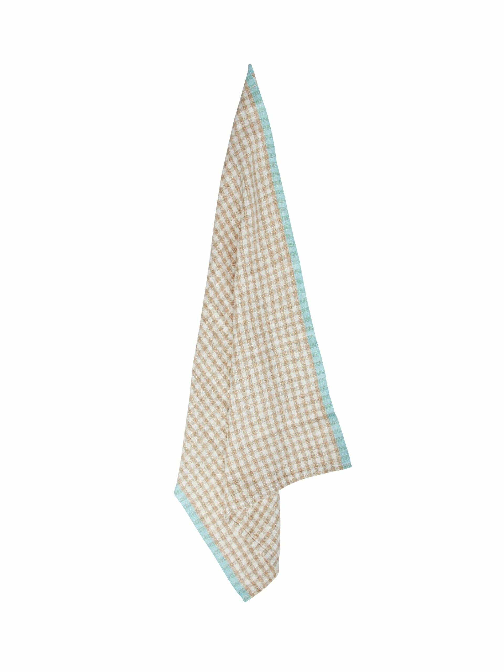 Caravan Gingham Natural and Aqua Towel Set