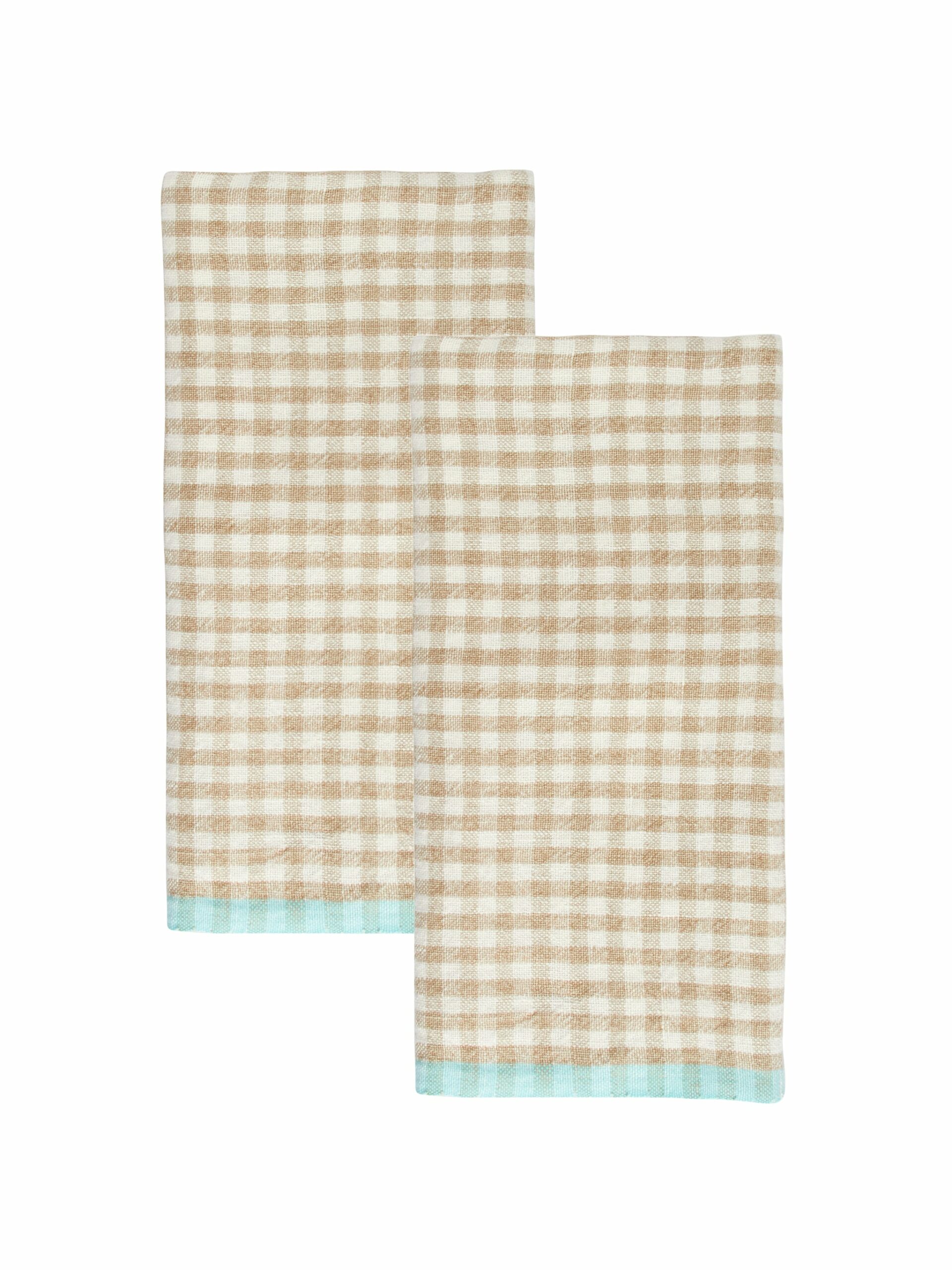 Caravan Gingham Natural and Aqua Towel Set