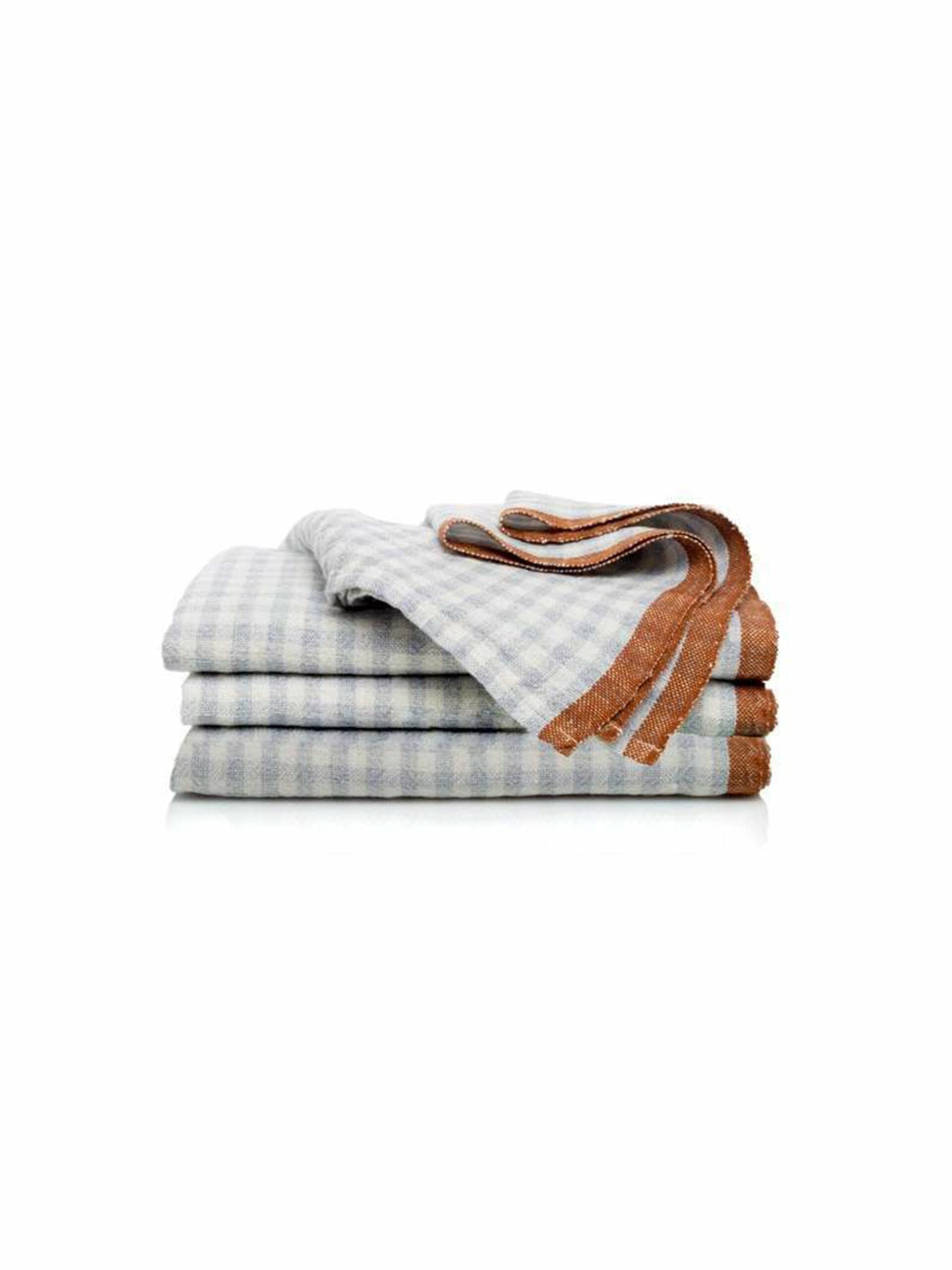 Caravan Gingham Periwinkle and Cognac Napkin Set