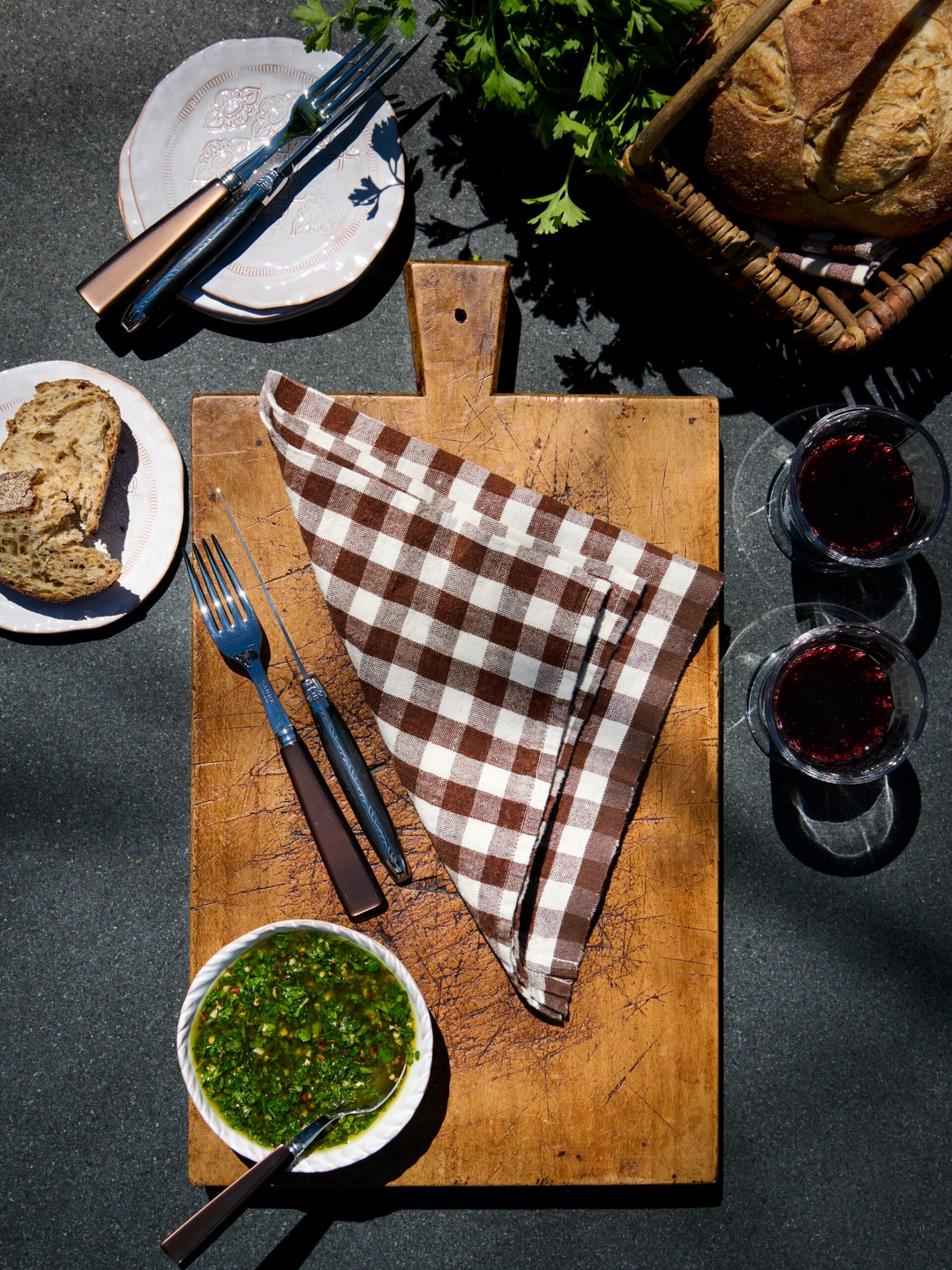 Chocolate Gingham Picnic Napkin Set