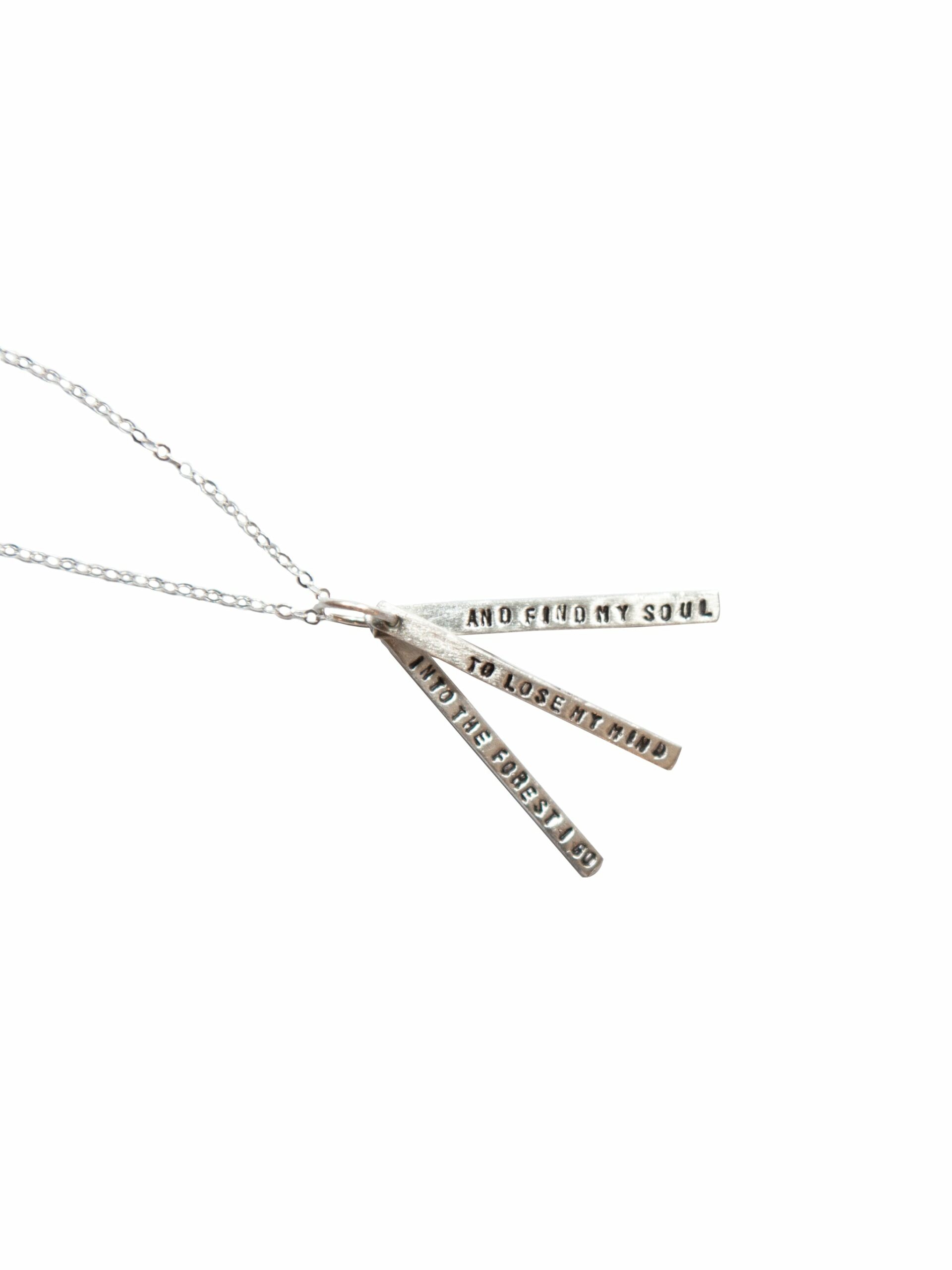 Chocolate & Steel Long-Bar Quote Necklace John Muir