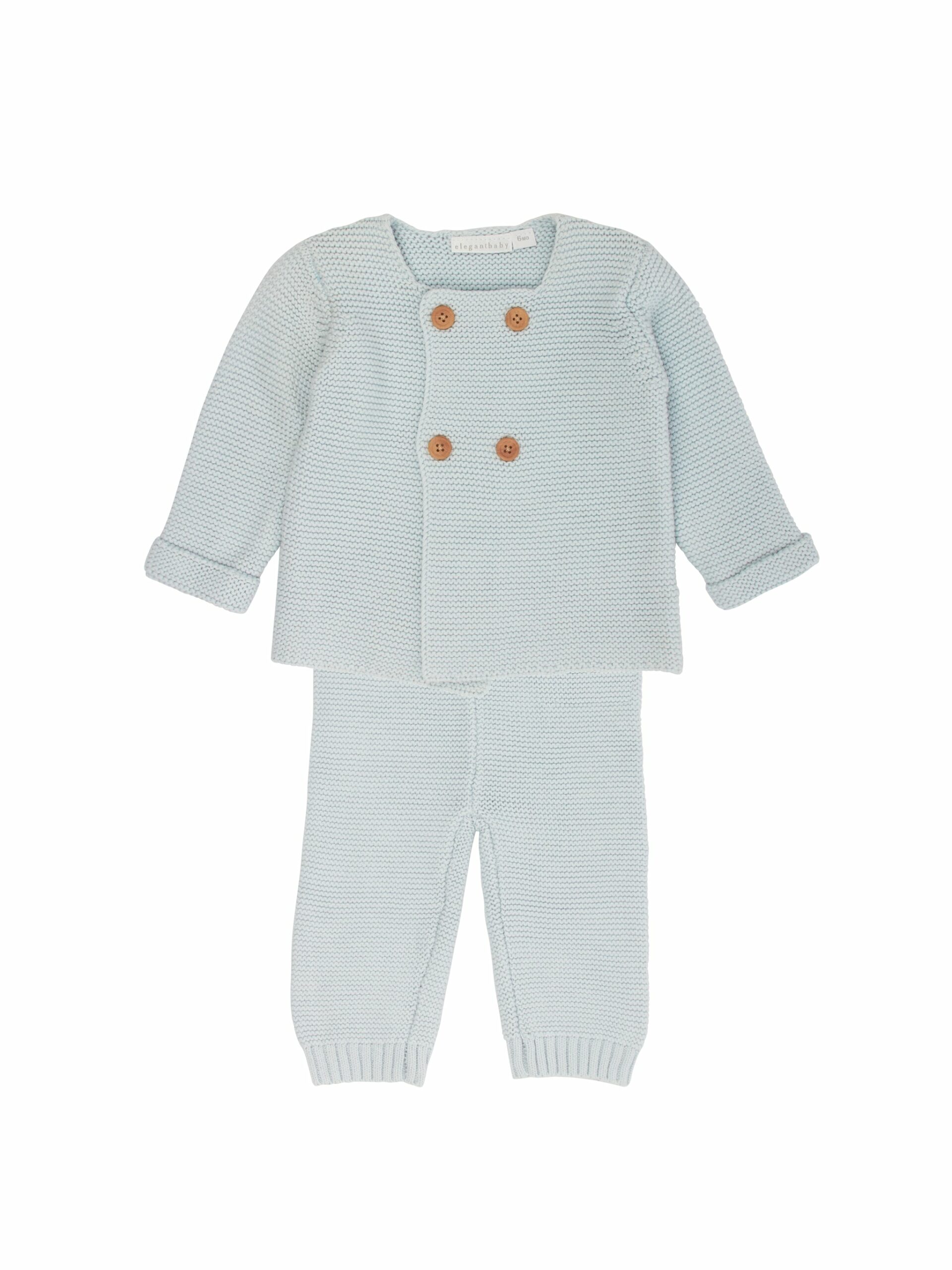 Classic Blue Cable Knit Baby Sweater and Pant Set