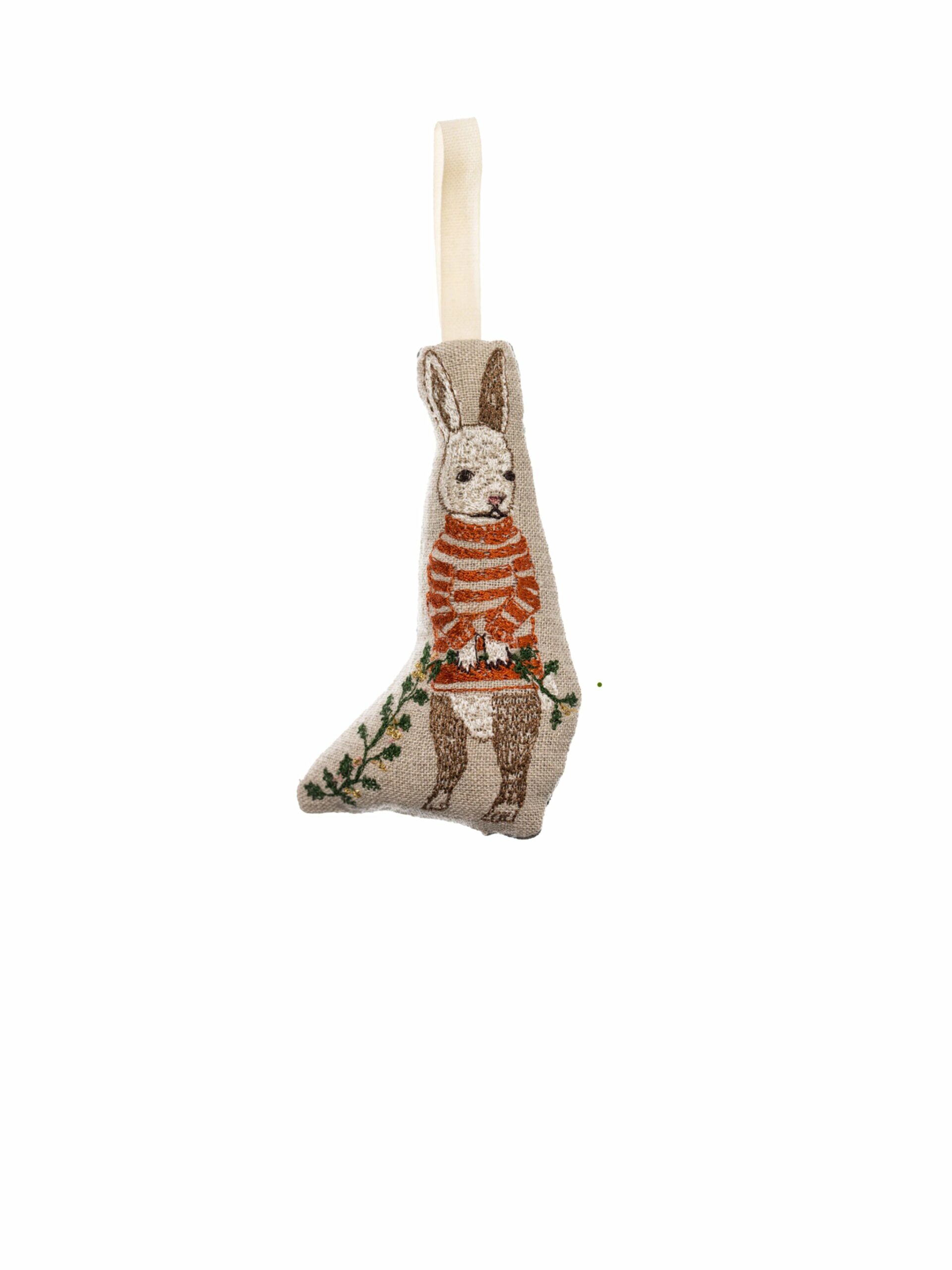 Coral & Tusk Bunny with Holly Ornament