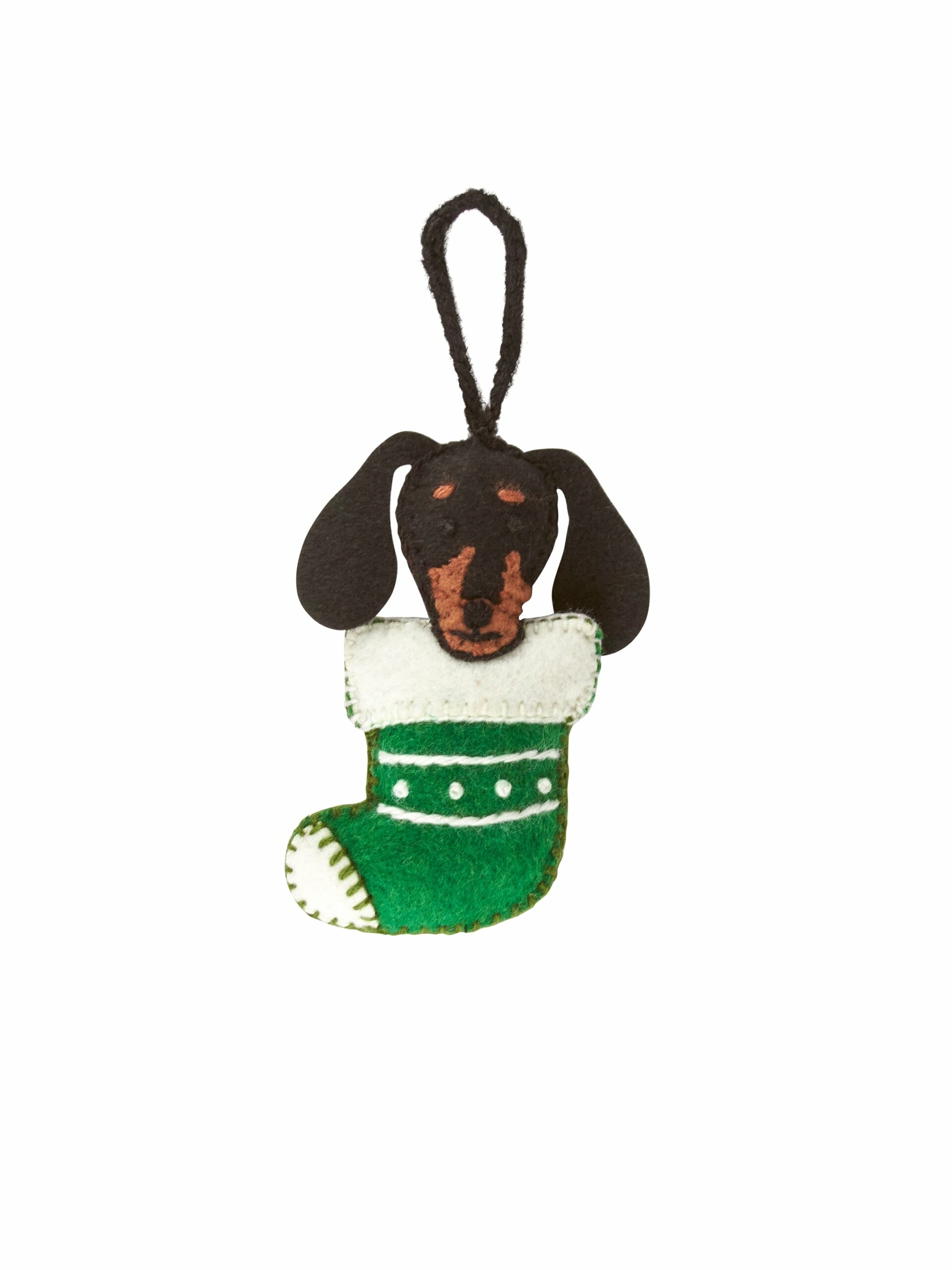 Dachshund in Stocking Wool Felt Ornament