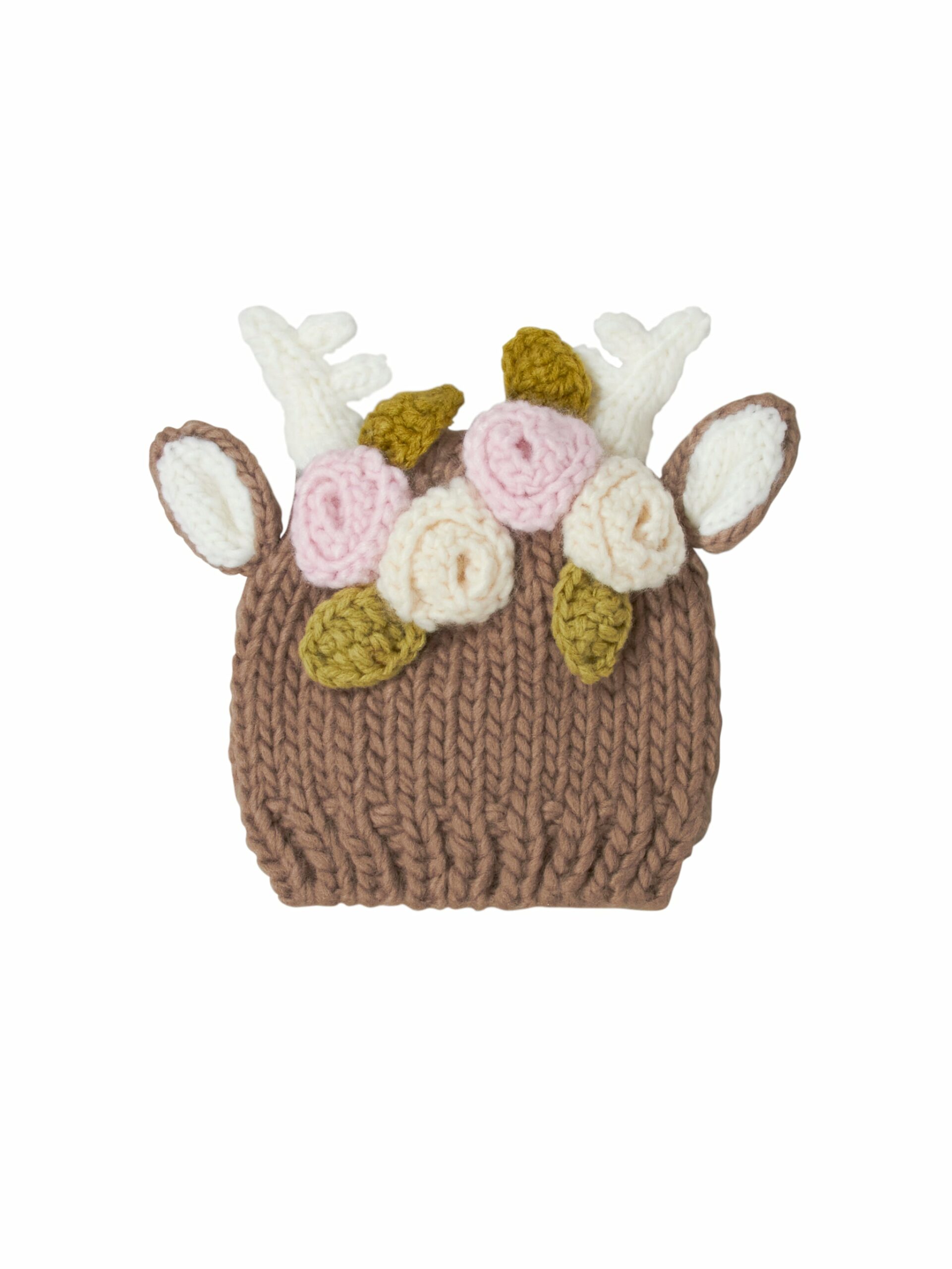 Deer Hand Knit Flower Hat