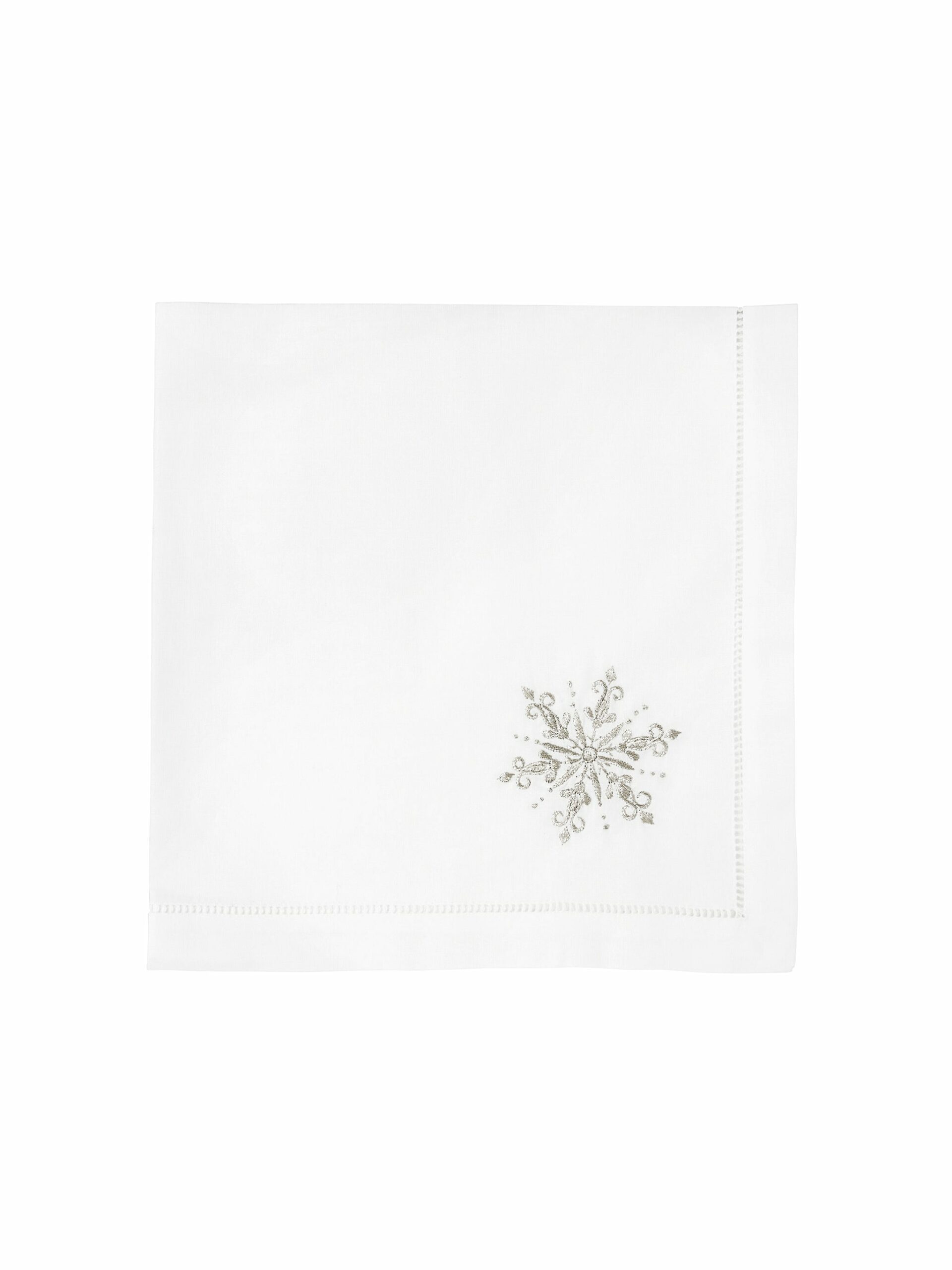 Embroidered Silver Snowflake Napkins