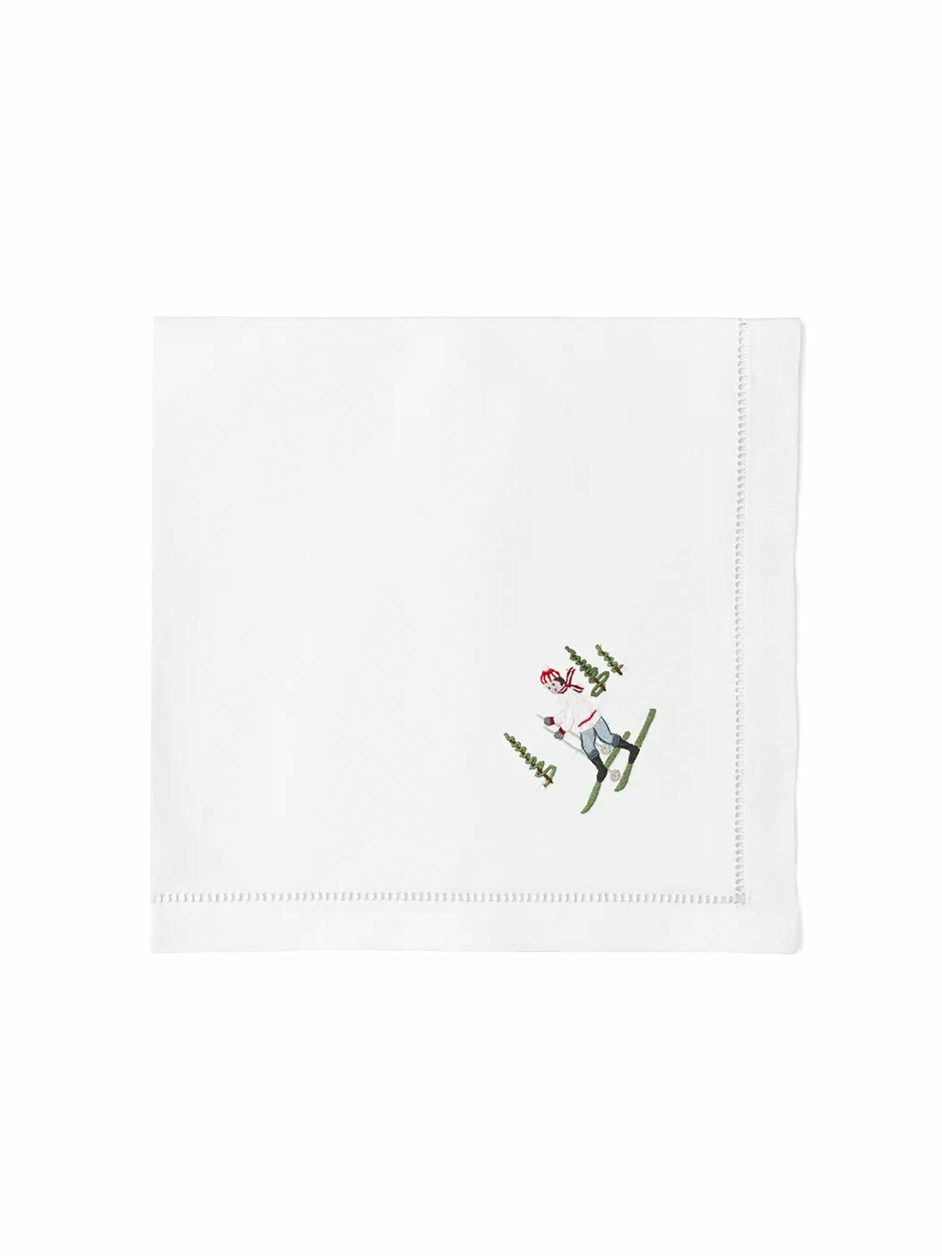 Embroidered Skiers Dinner Napkins