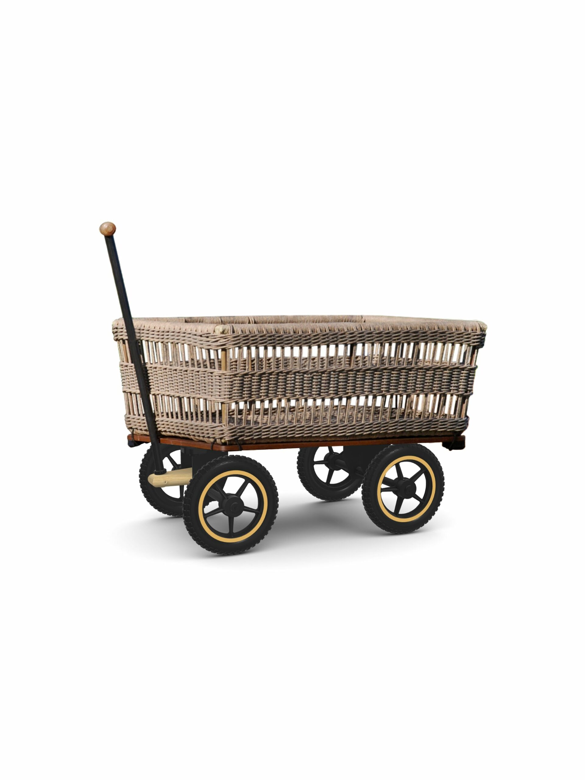 European Wicker Basket Garden Wagon