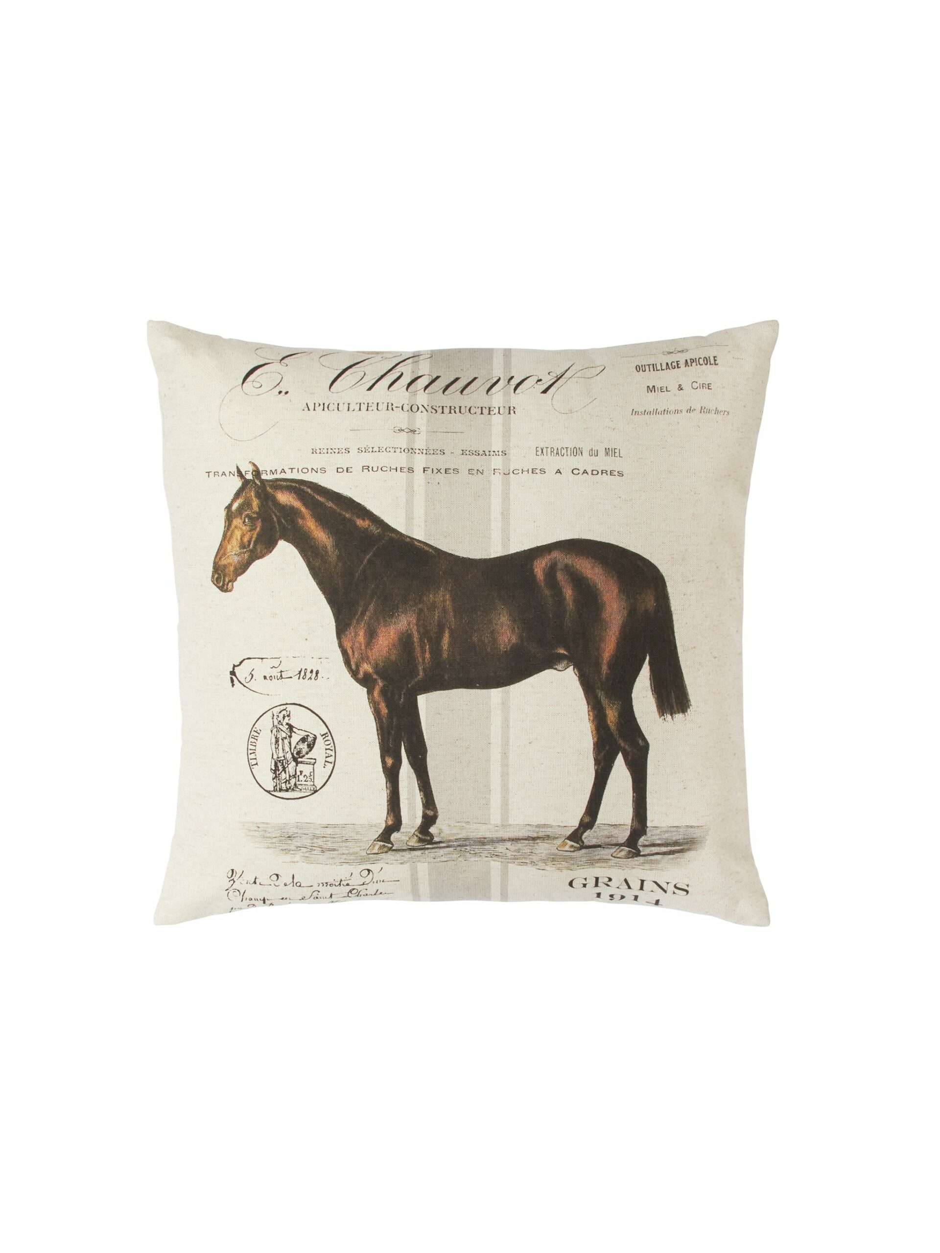 French Grain Sack Stripe Horse Pillow