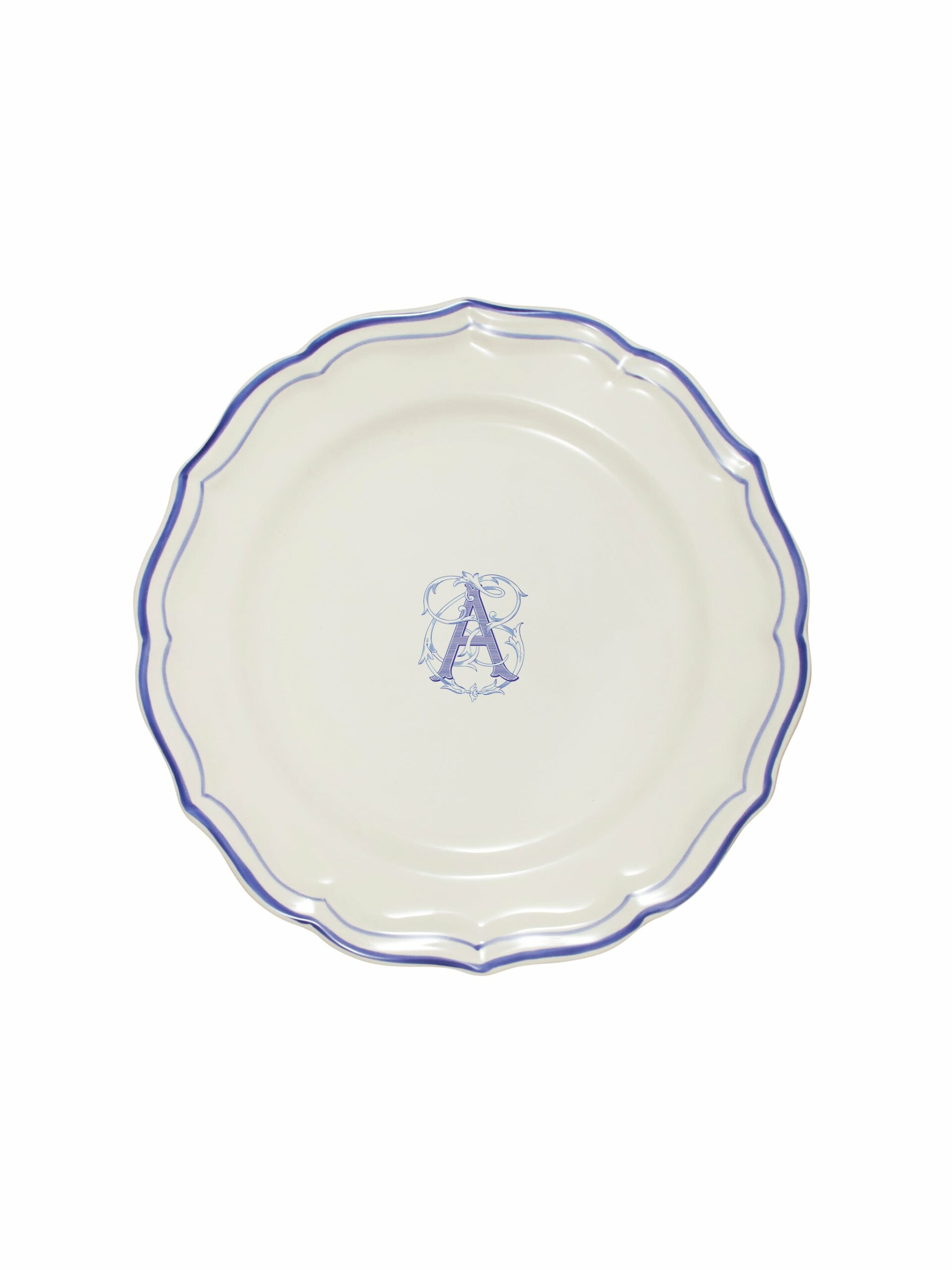 Gien Filet Blue Monogram Dinner Plate