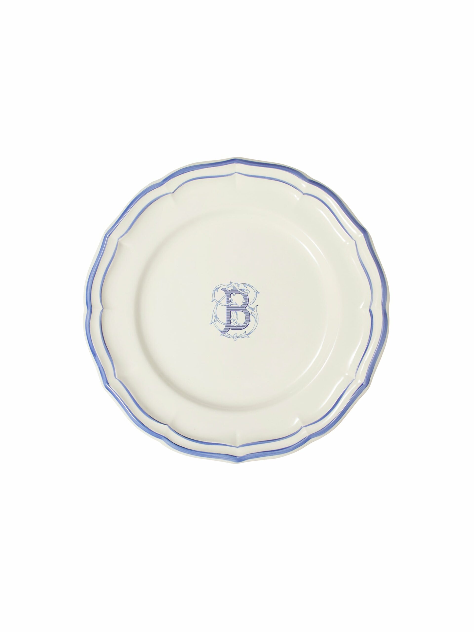 Gien Filet Blue Monogram Salad Plate