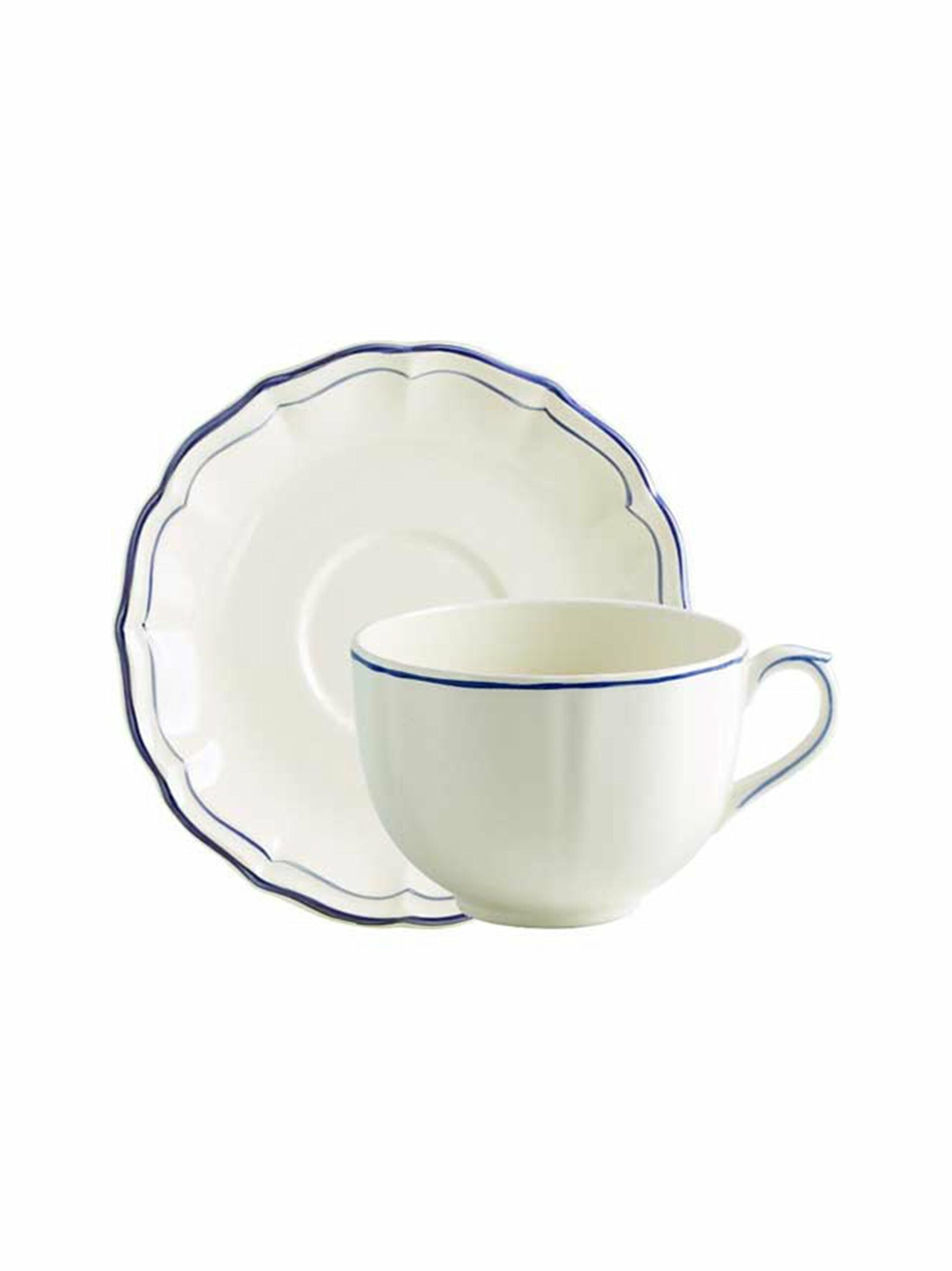 Gien Filet Blue Breakfast Cup & Saucer Set