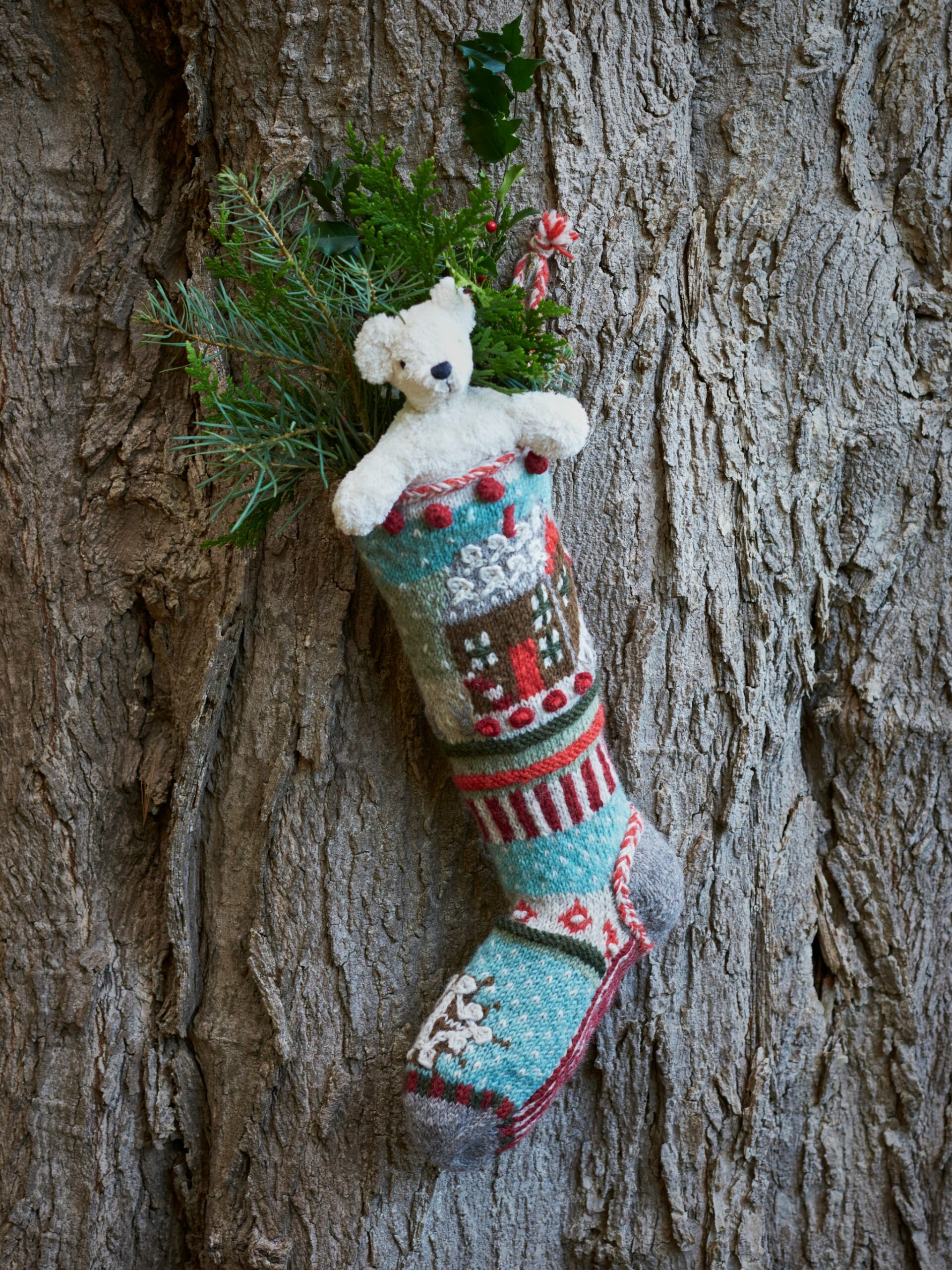 Gingerbread House Wool Knit Christmas Stocking