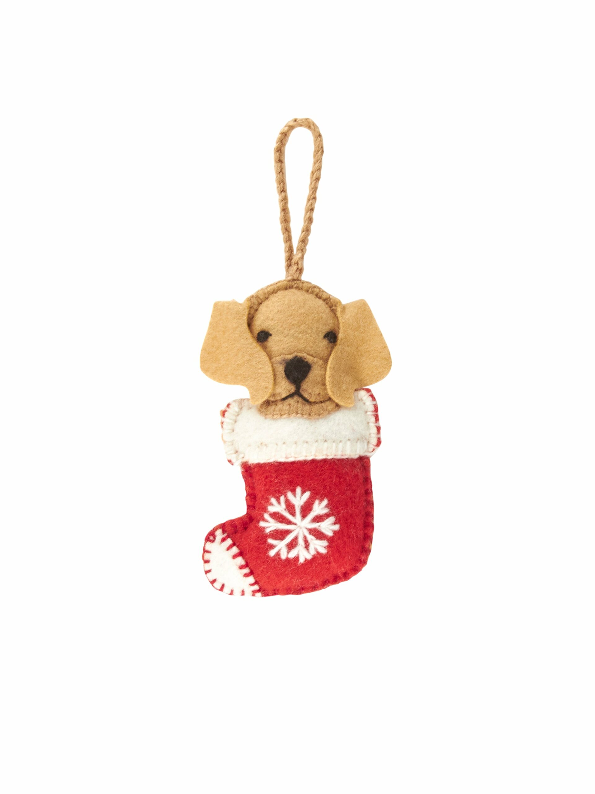 Golden Retriever in Stocking Wool Felt Ornament