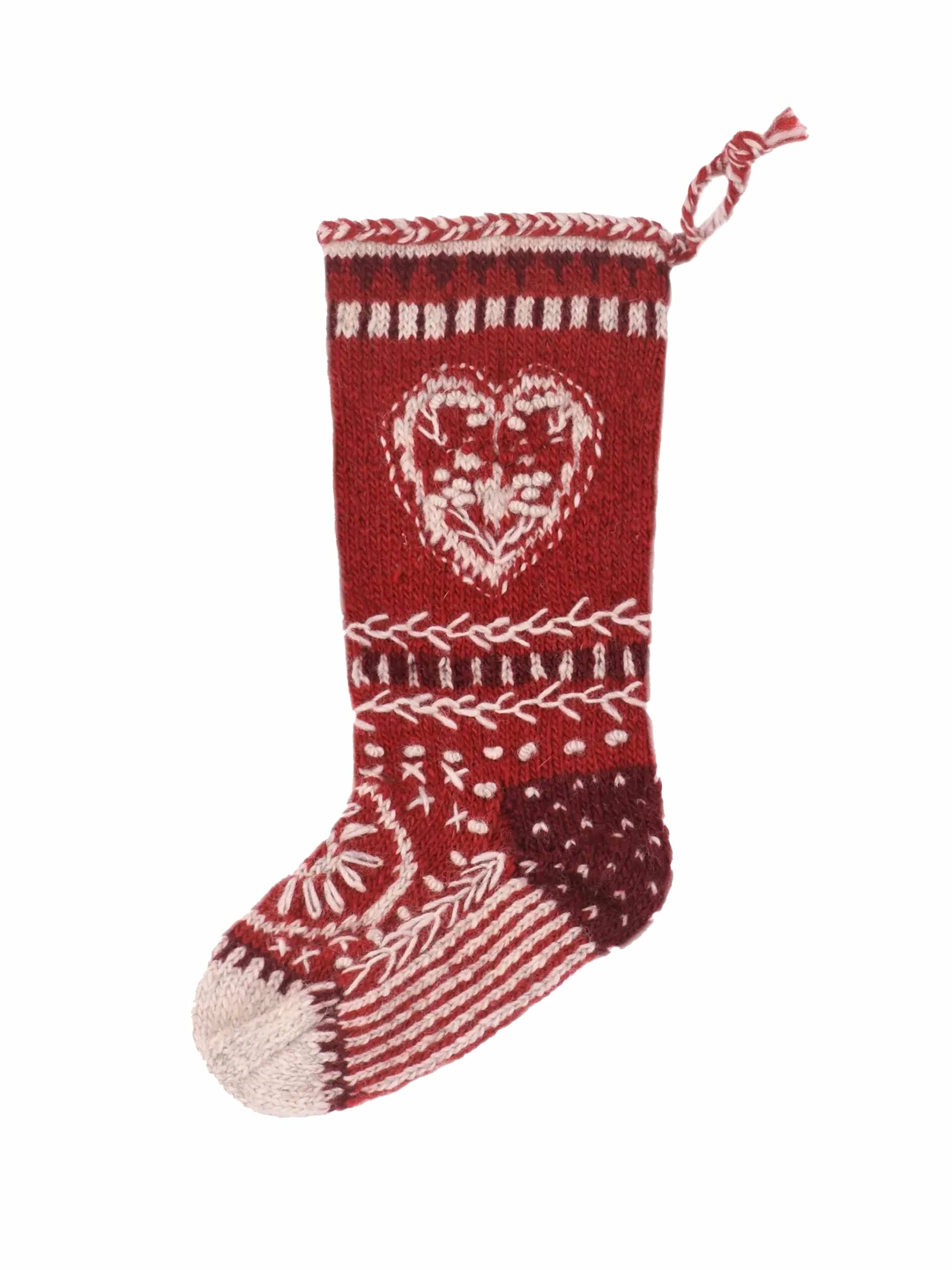 Heart Wool Knit Christmas Stocking