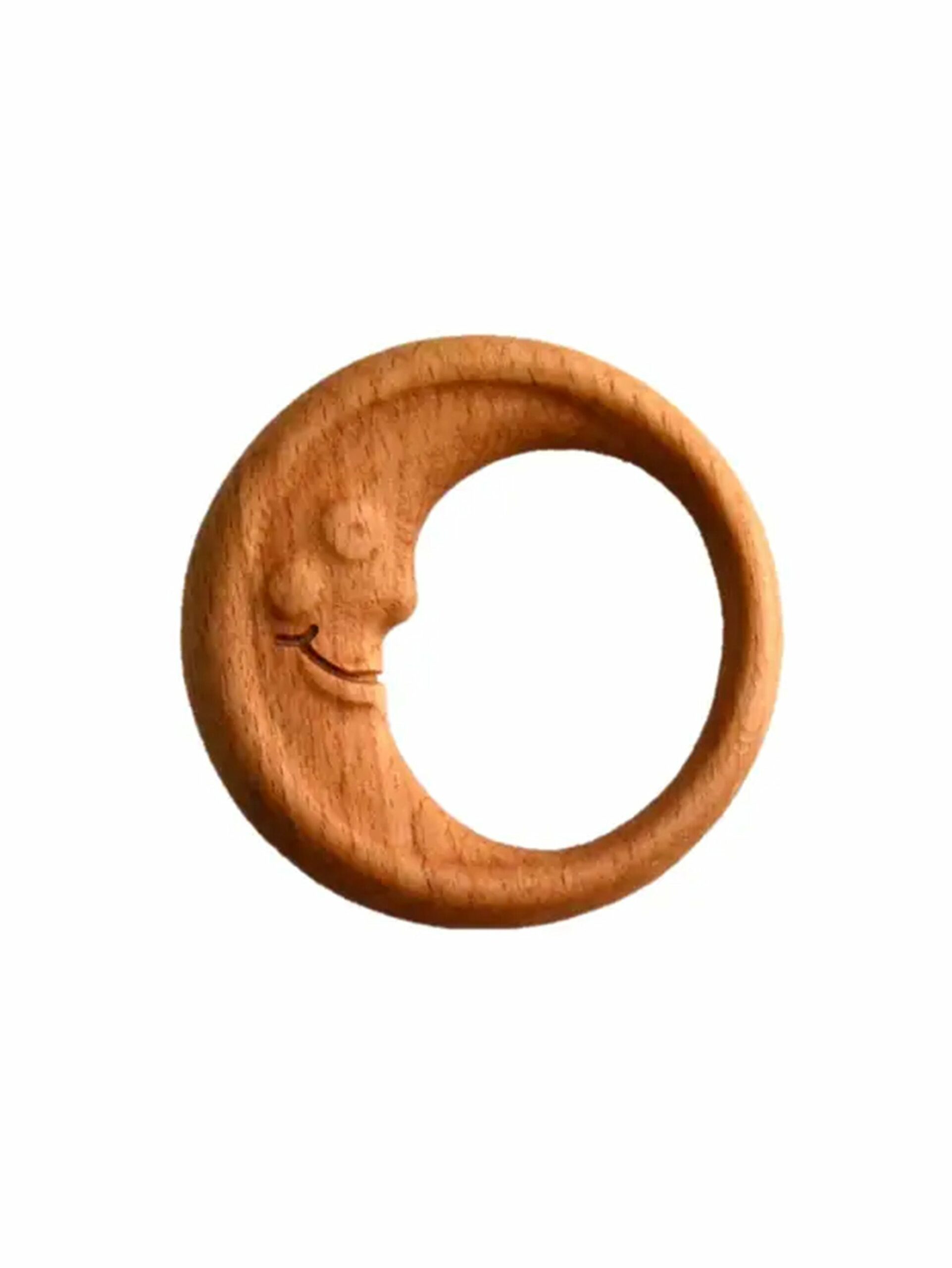 Heirloom Organic Wooden Moon Rattle