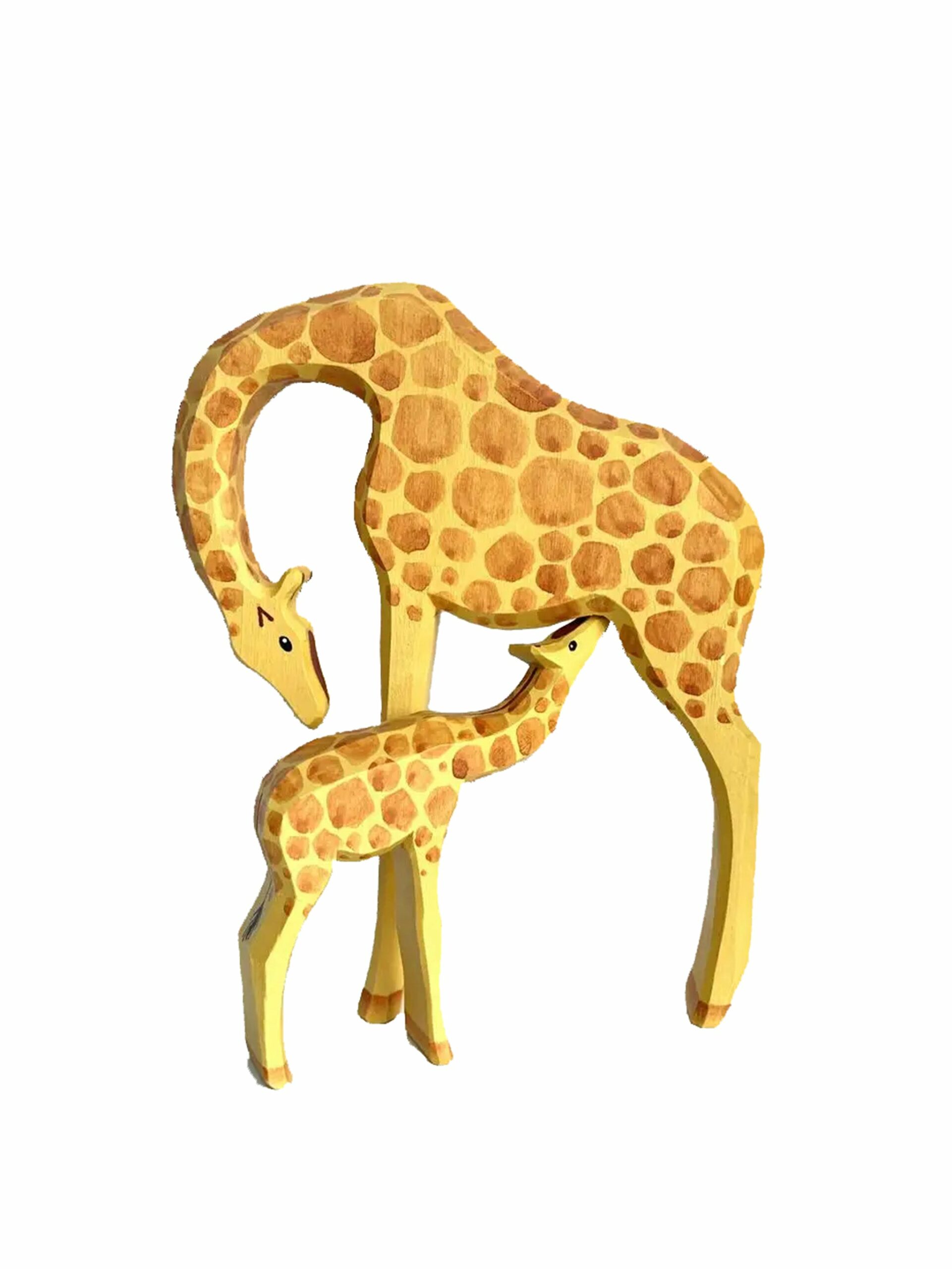 Heirloom Wooden Giraffe and Baby