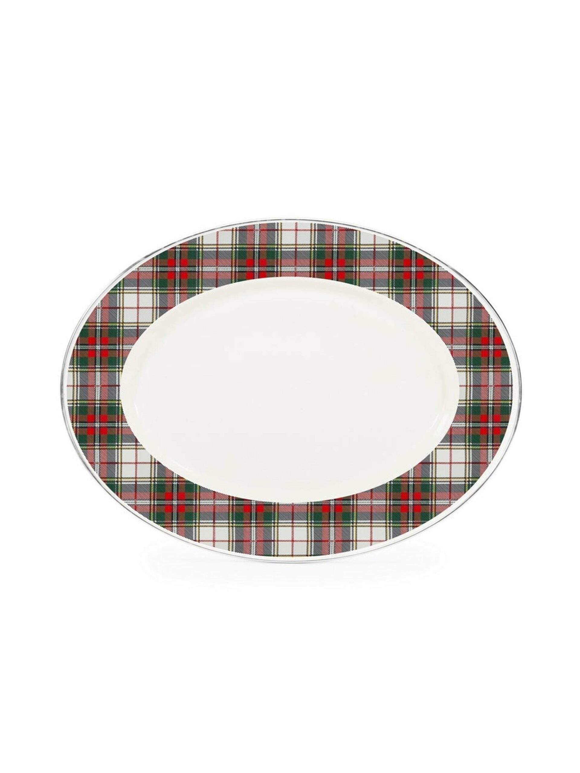 Highland Plaid Oval Enamelware Platter