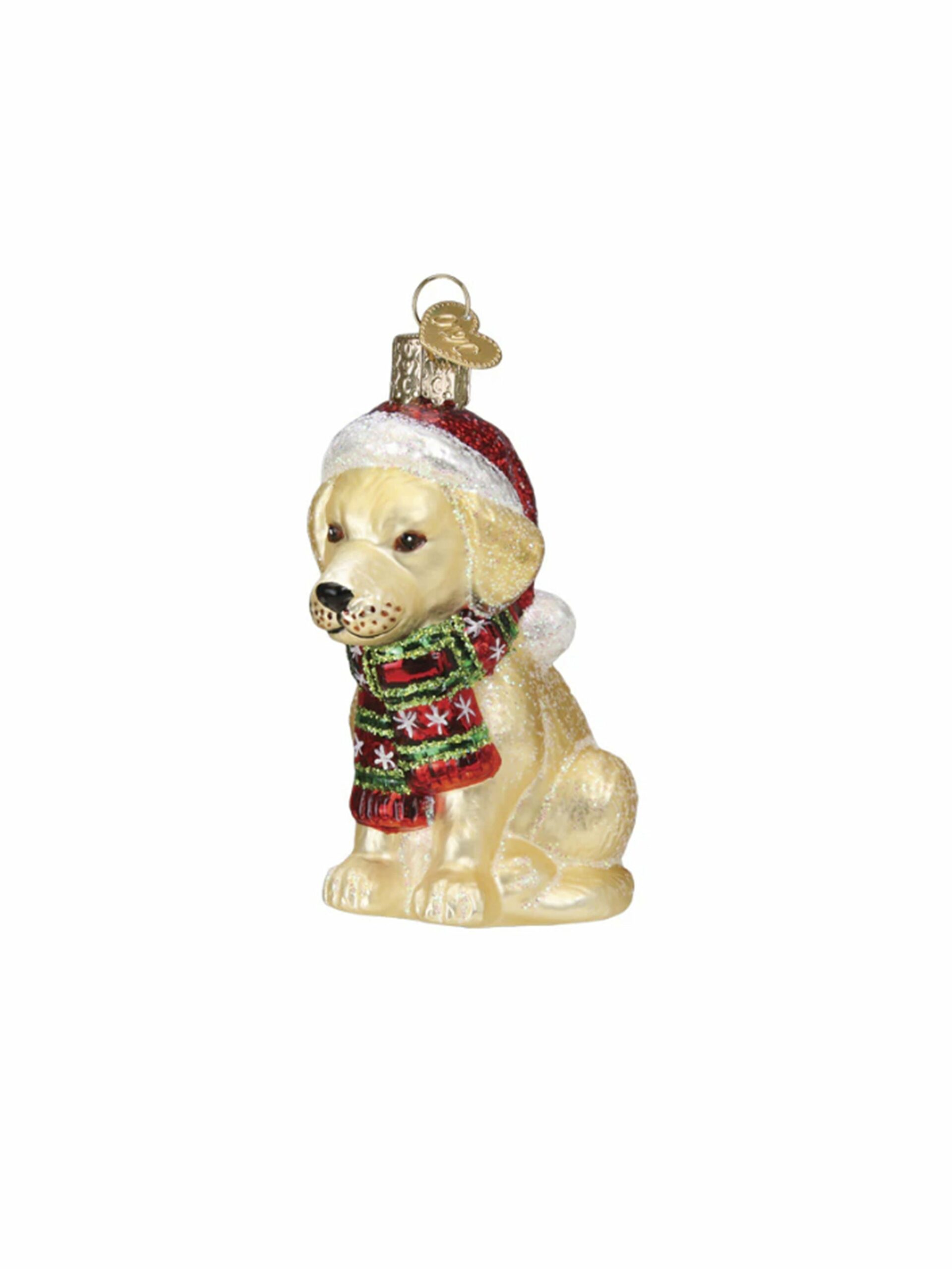 Holiday Yellow Lab Puppy Ornament