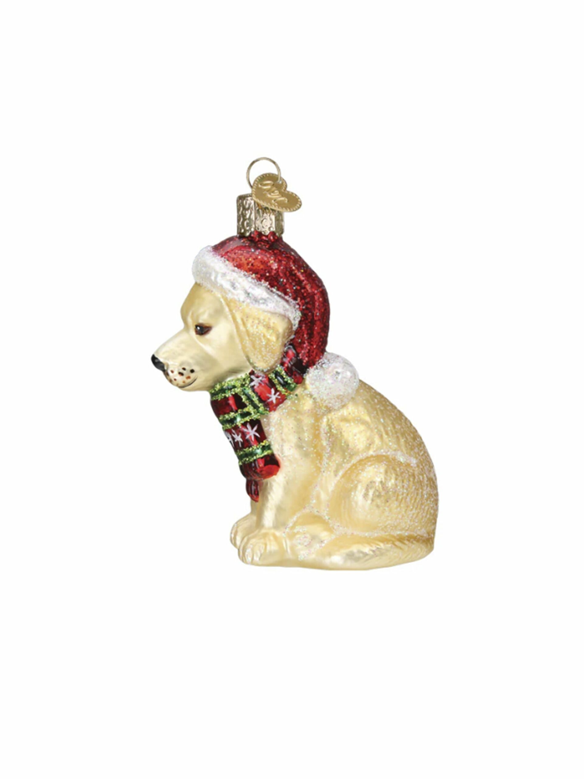 Holiday Yellow Lab Puppy Ornament