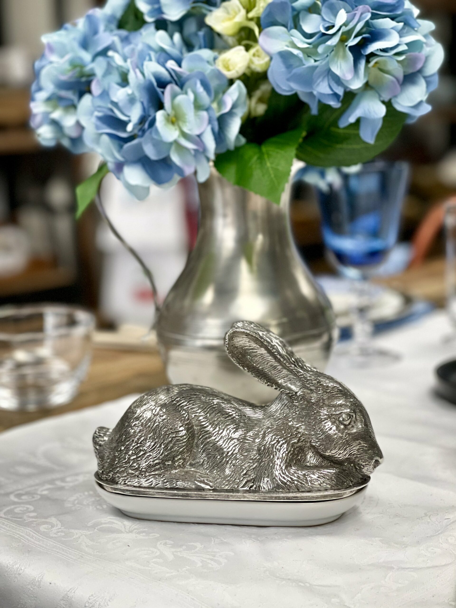 Pewter Rabbit Butter Dish