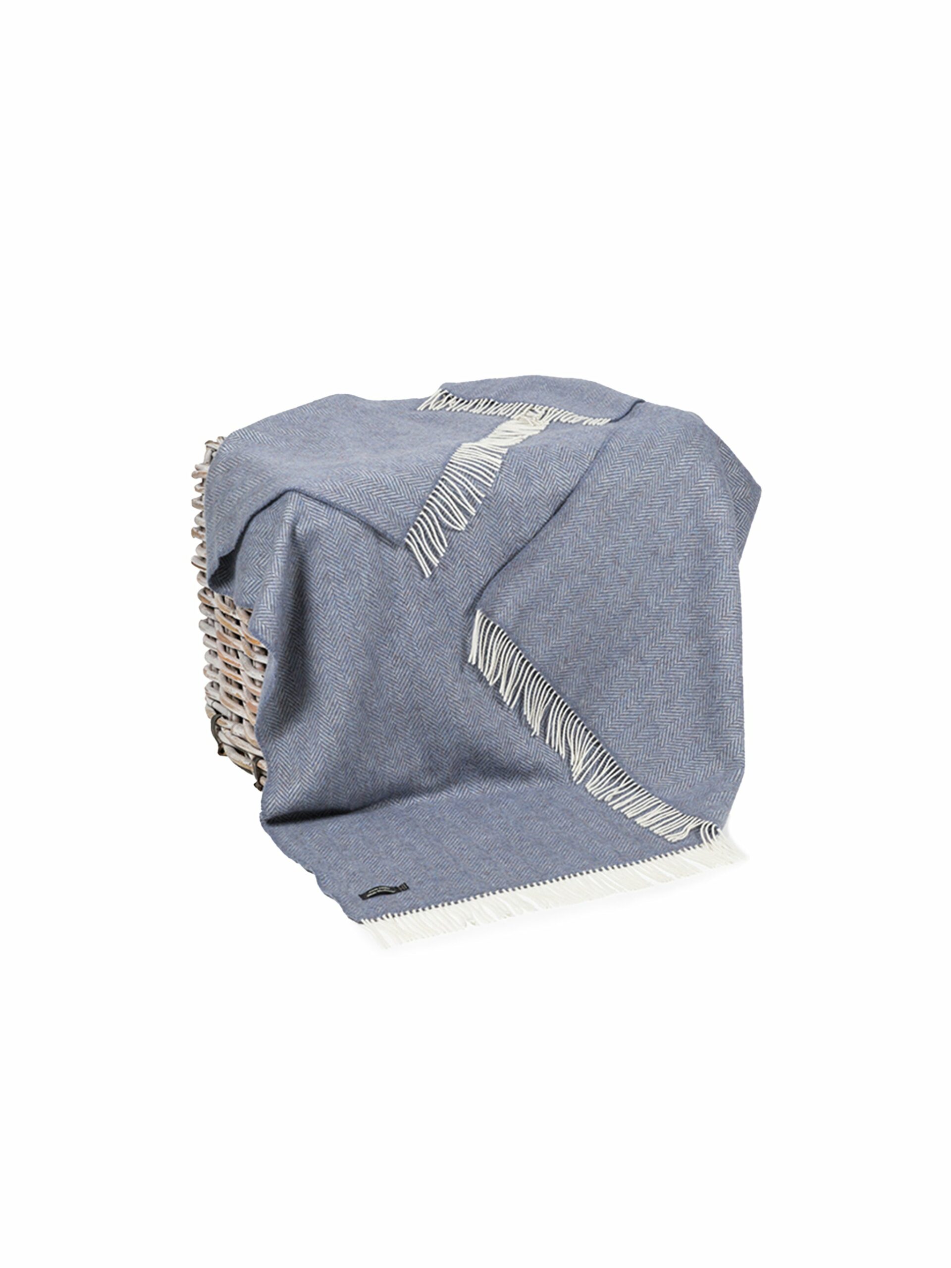 Irish Merino Cashmere Throw Denim & Cream