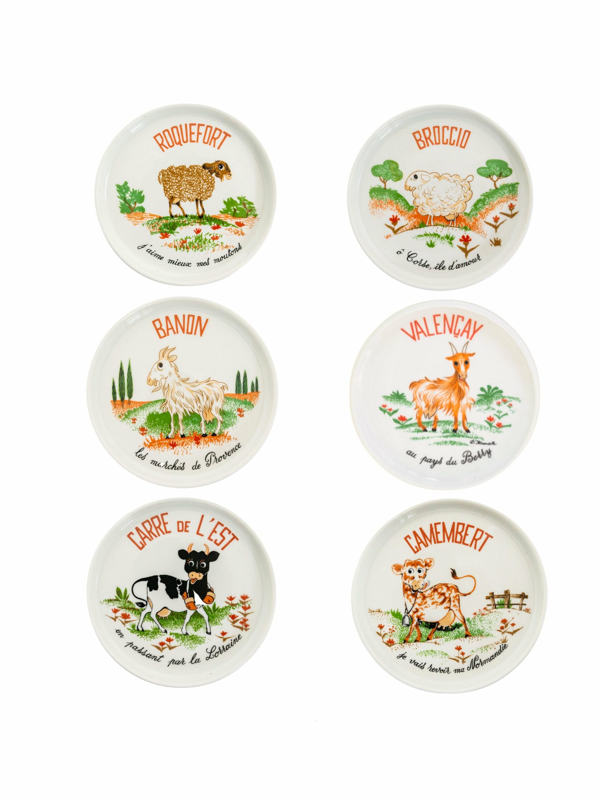 Vintage L’Hirondelle Retro Cheese Plates