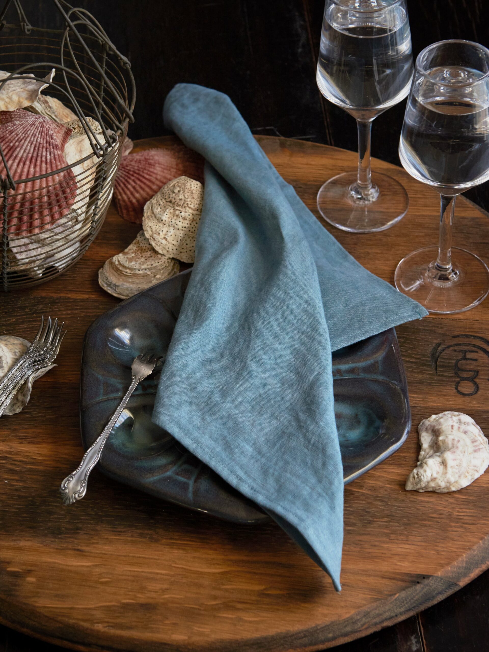 Libeco Skye Napkins Steel Blue