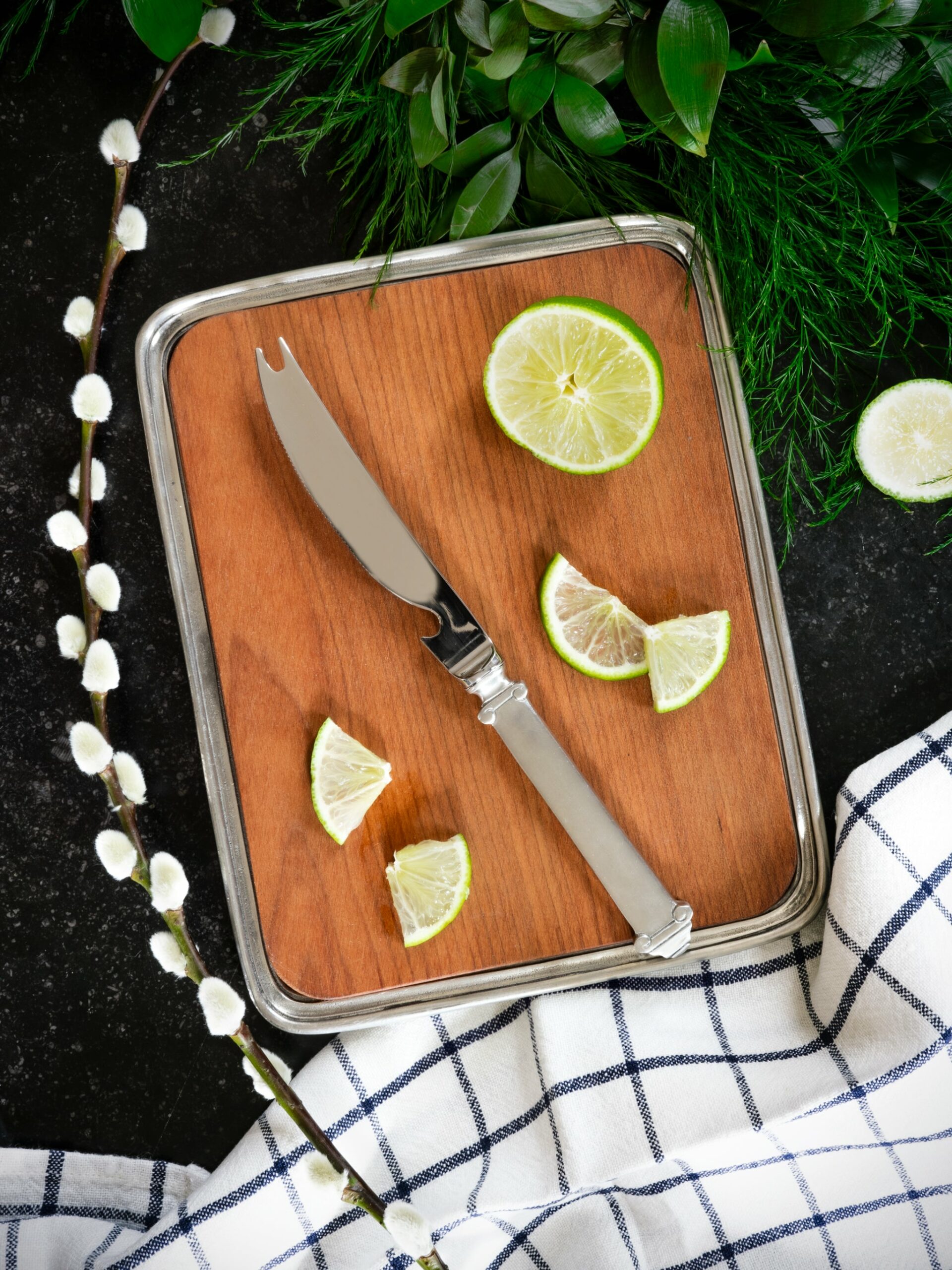 MATCH Pewter Bar Tray with Bar Knife