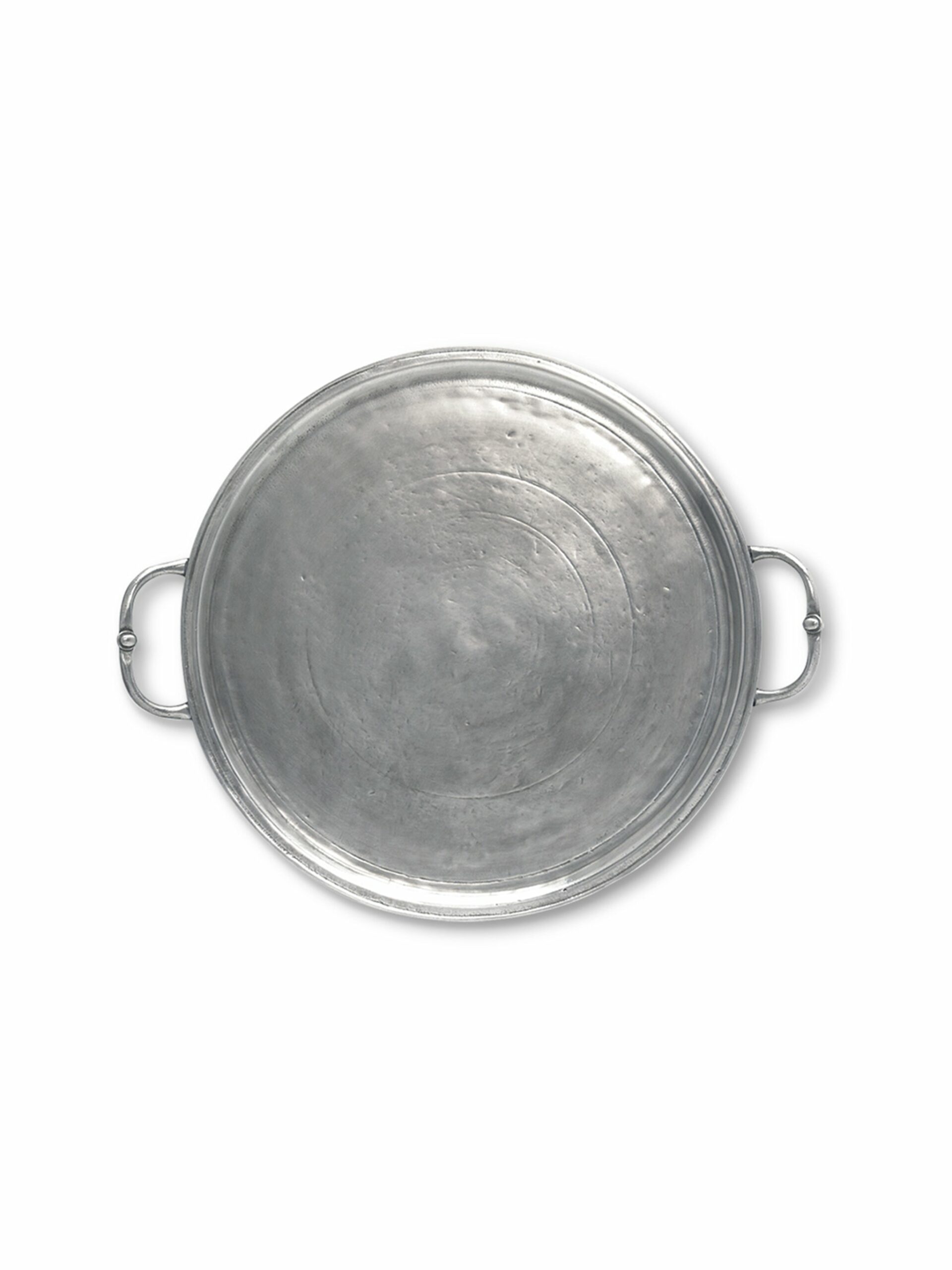 MATCH Pewter Small Round Tray with Handles