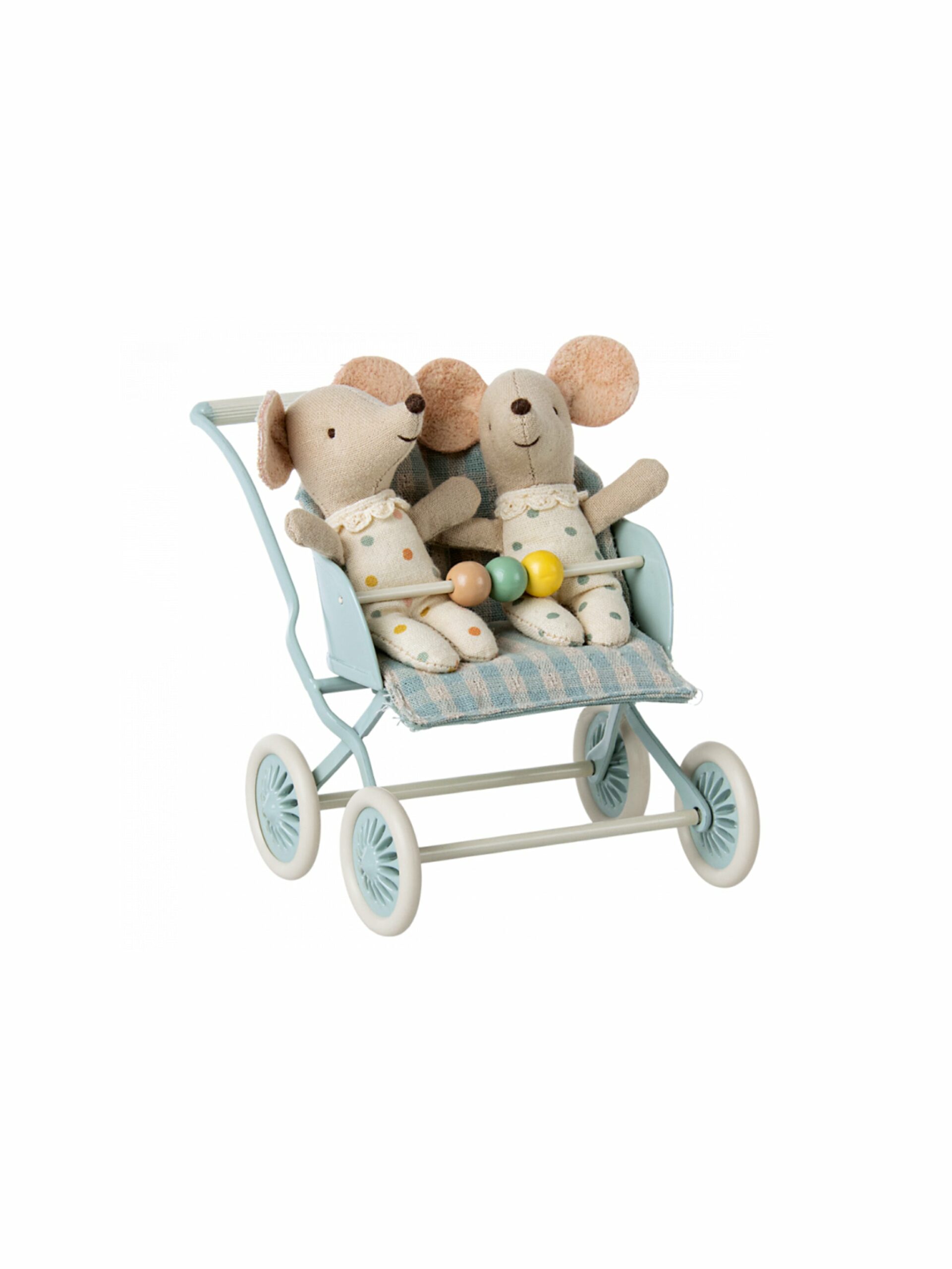 Maileg Baby Mice Stroller Blue