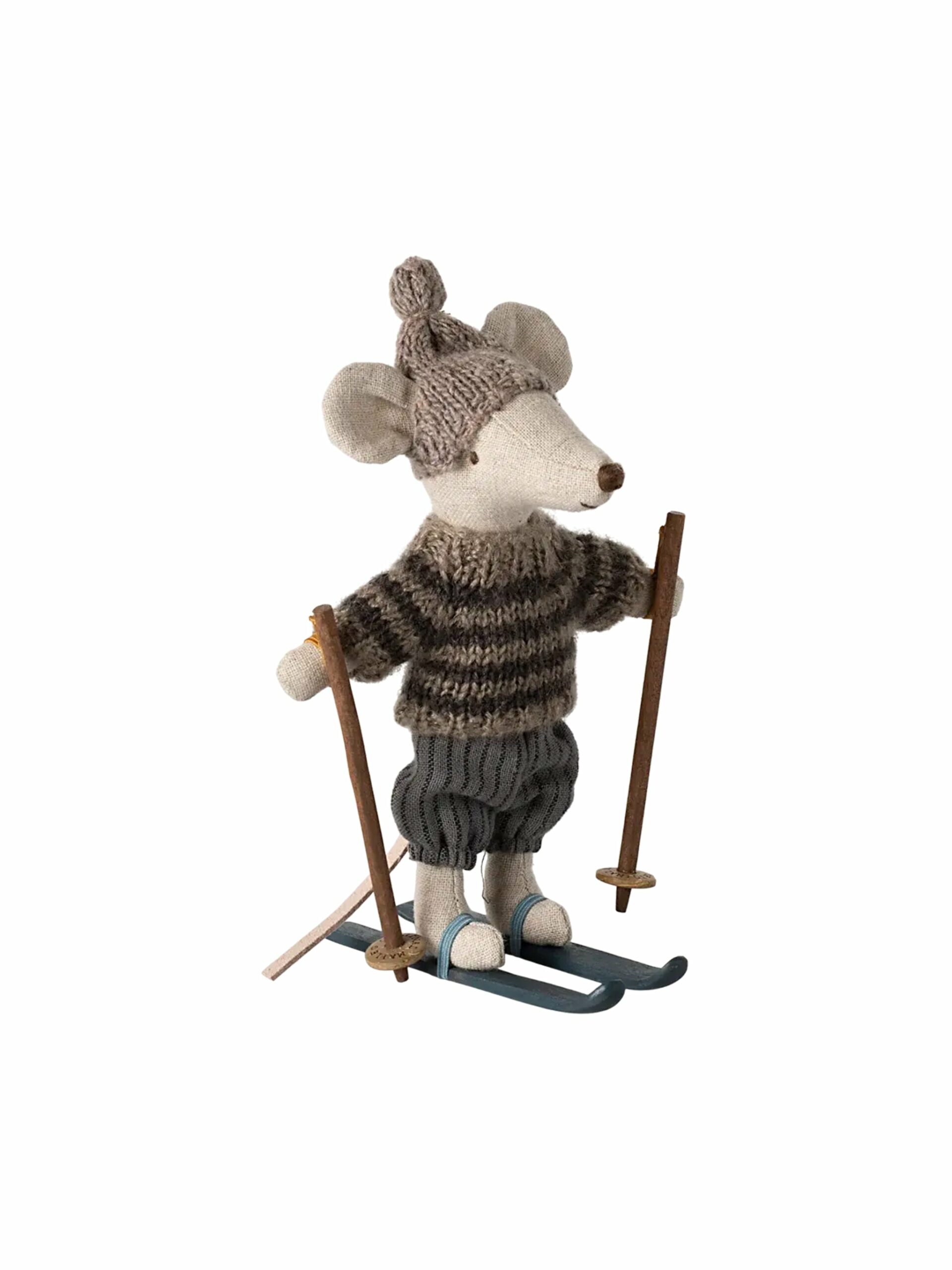 Maileg Winter Mouse Big Brother Striped Sweater with Skis