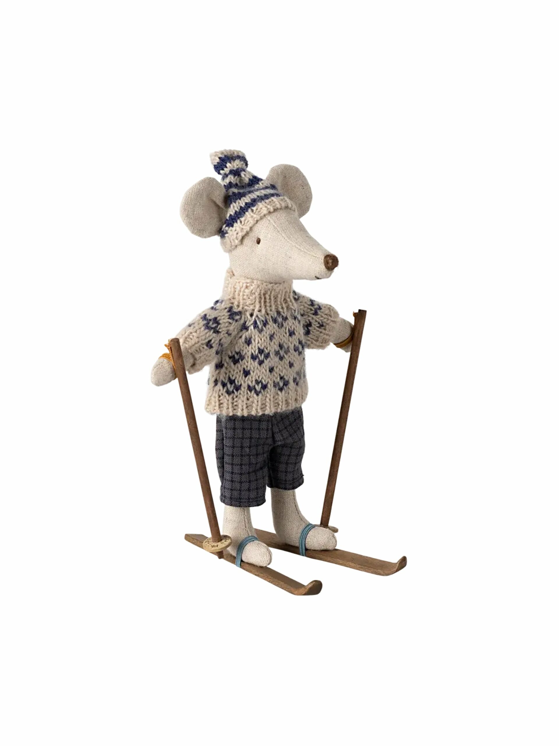 Maileg Winter Mouse Dad with Hat & Skis