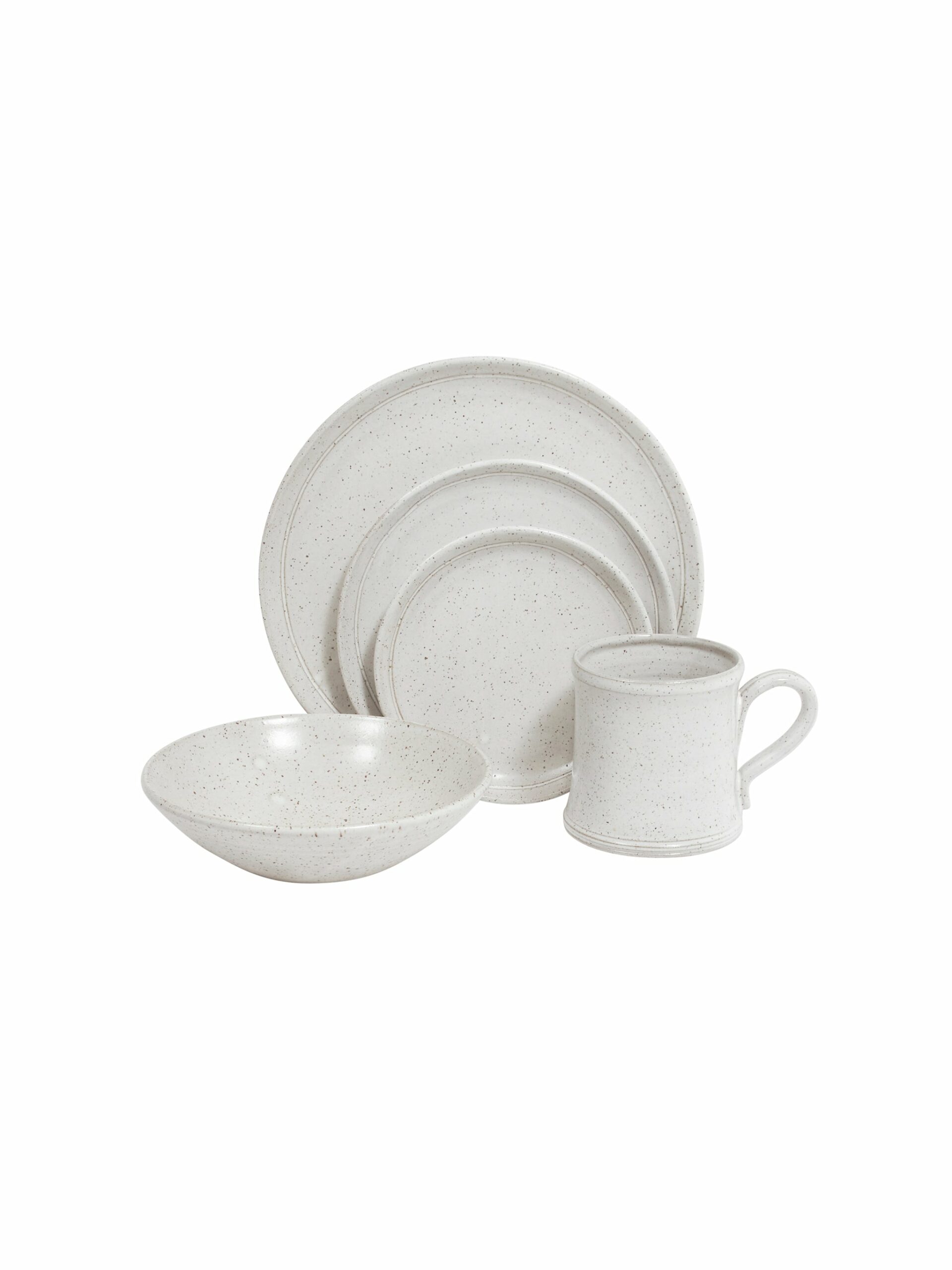 McQueen Pottery Speckled Dinnerware 5 Piece Place Setting