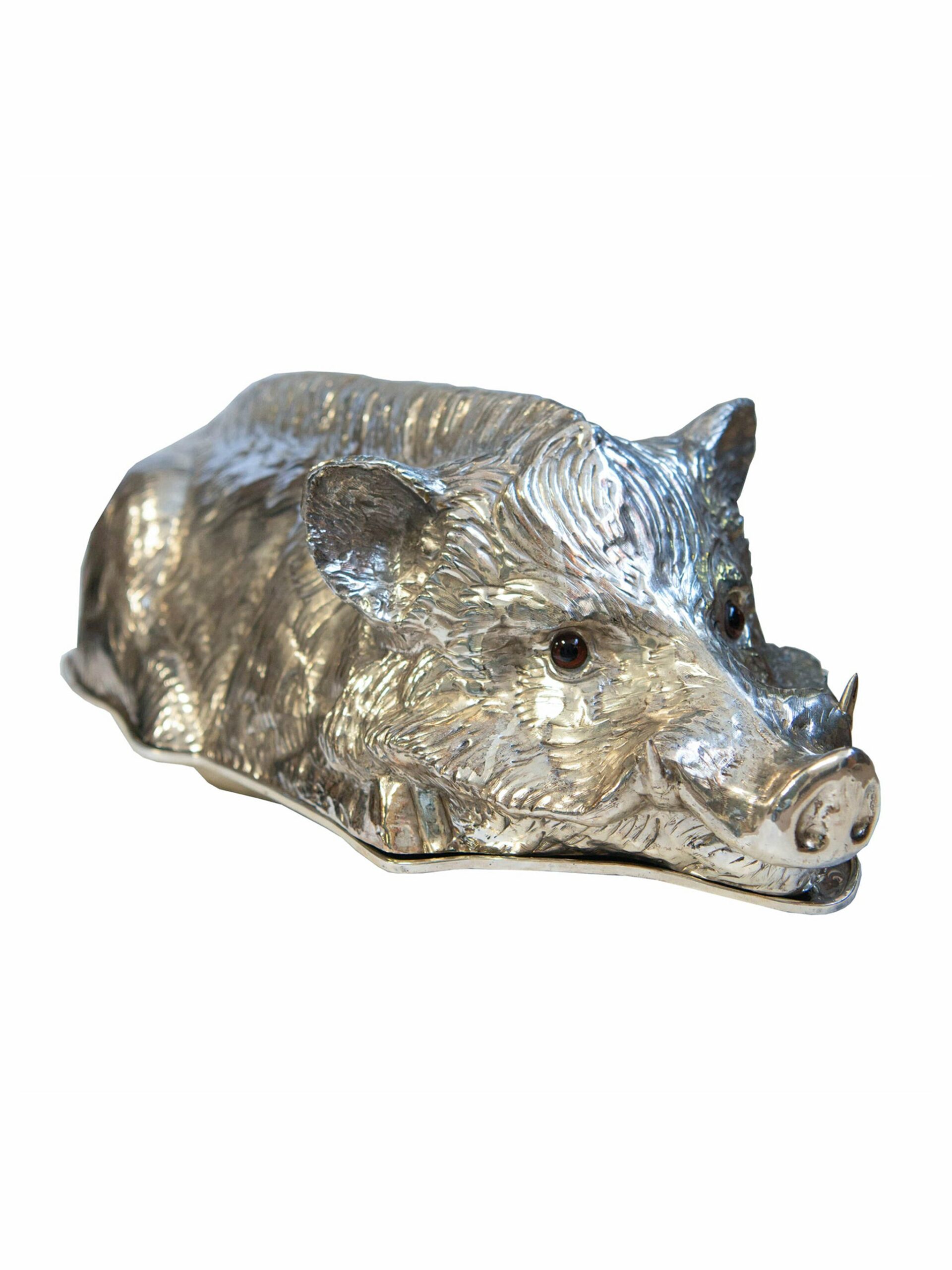 Vintage Mid Century Silver Plate Wild Boar Serving Dish